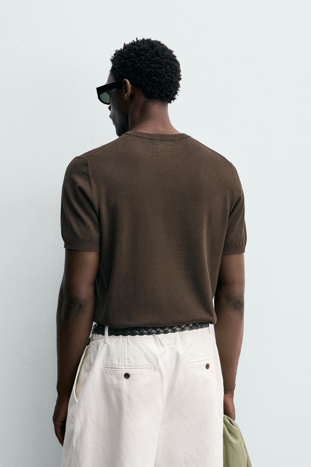CAMISETA PUNTO REGULAR FIT B?SICO / Chocolate - Zara фото 3