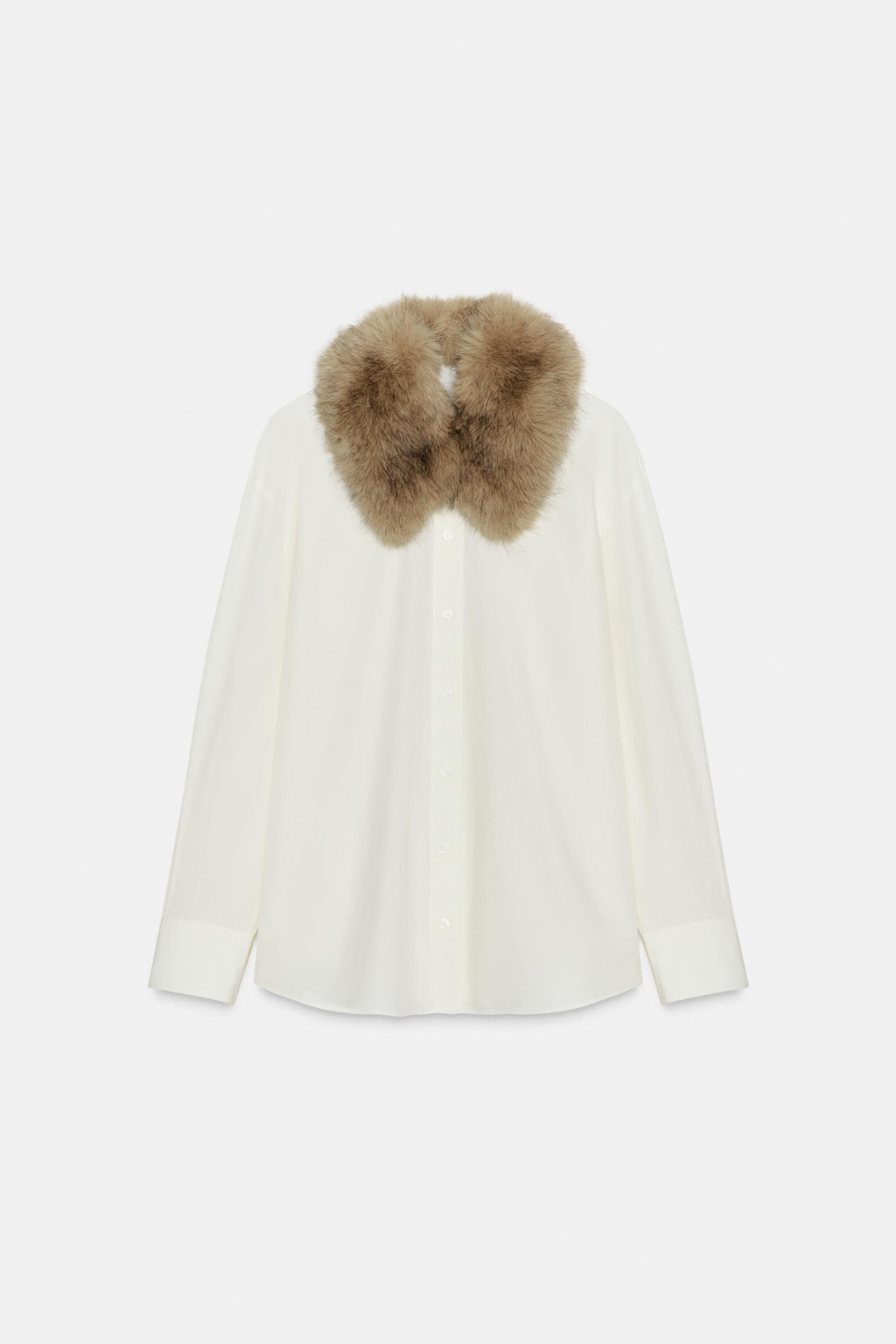 POPLIN SHIRT WITH FAUX FUR COLLAR ZW COLLECTION - Zara фото 6