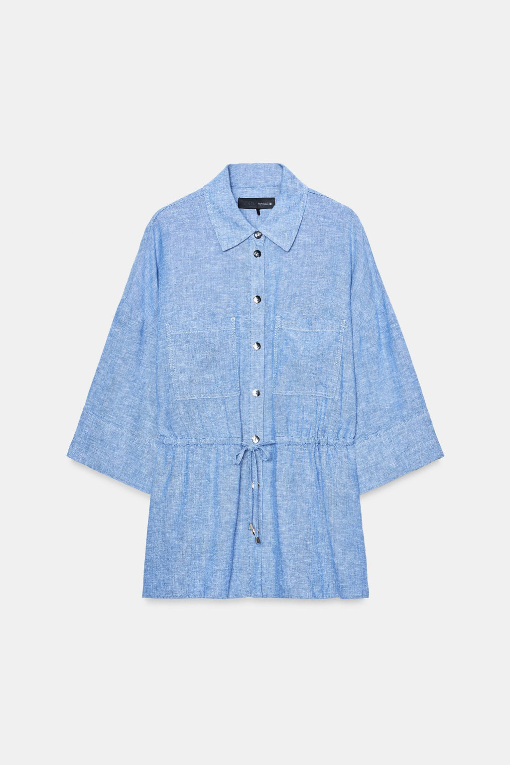 CAMISA SAFARI CON LINO SET / Azul claro - Zara фото 8