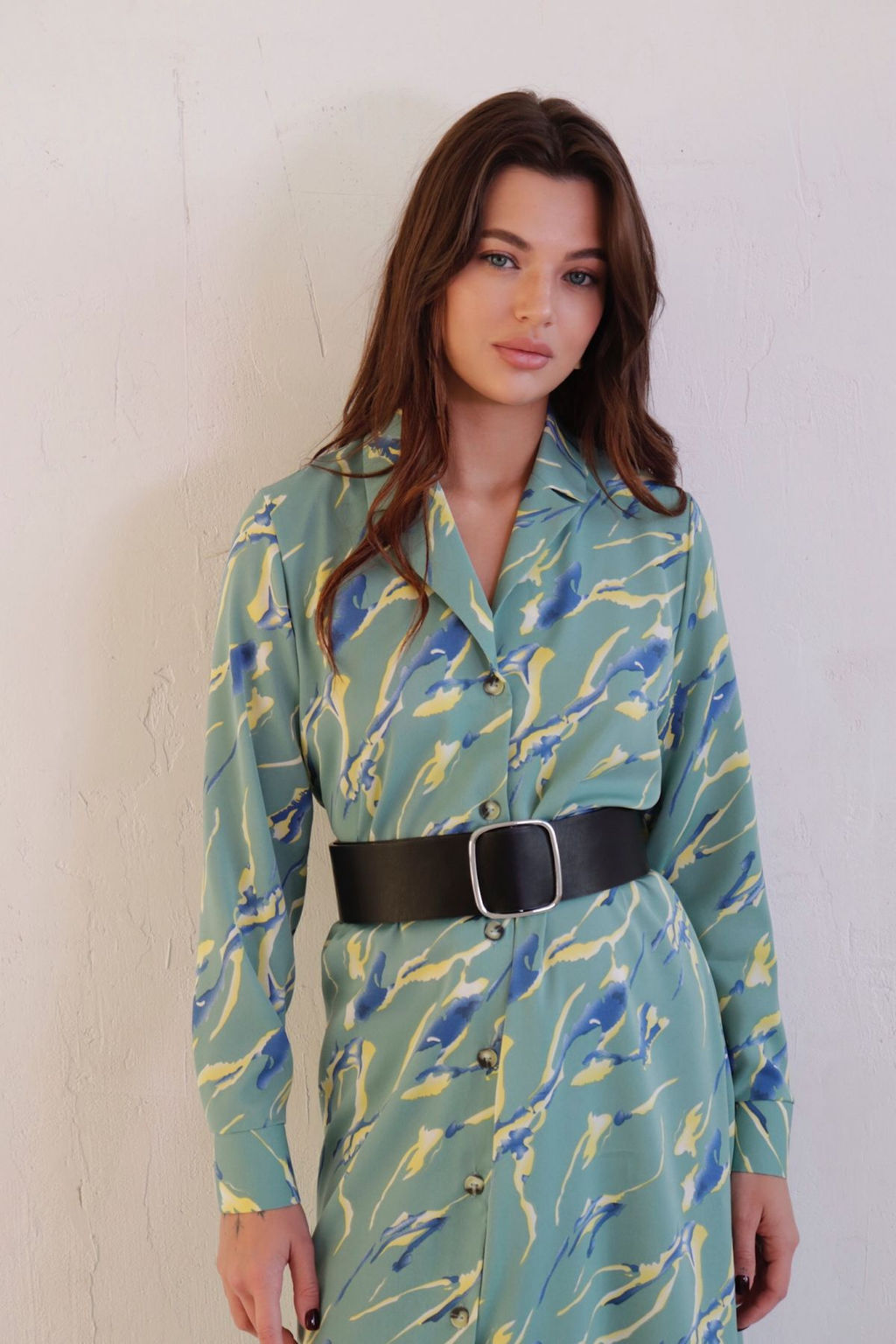 Платье-рубашка с английским воротником принт - Martichelli фото 112