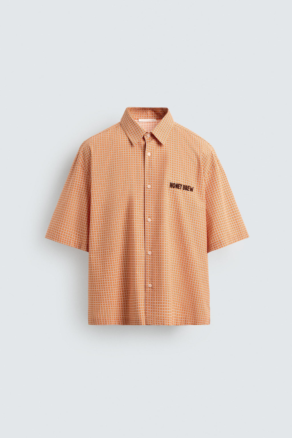 CAMISA CUADROS BORDADO COMBINADO / blanco-naranja - Zara фото 7