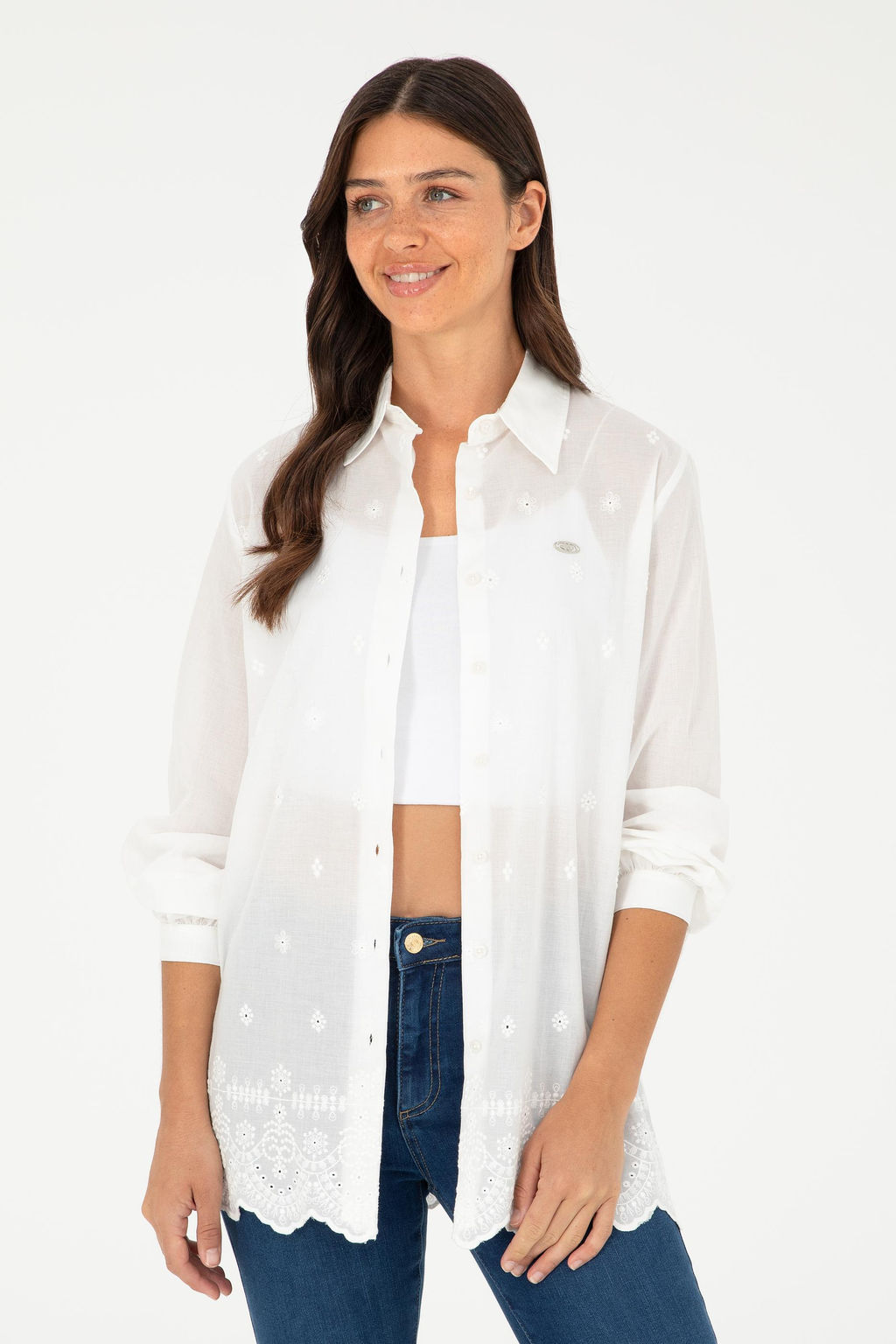 Женская белая рубашка с длинным рукавом Неожиданная скидка в корзине - U.s. polo assn фото 8