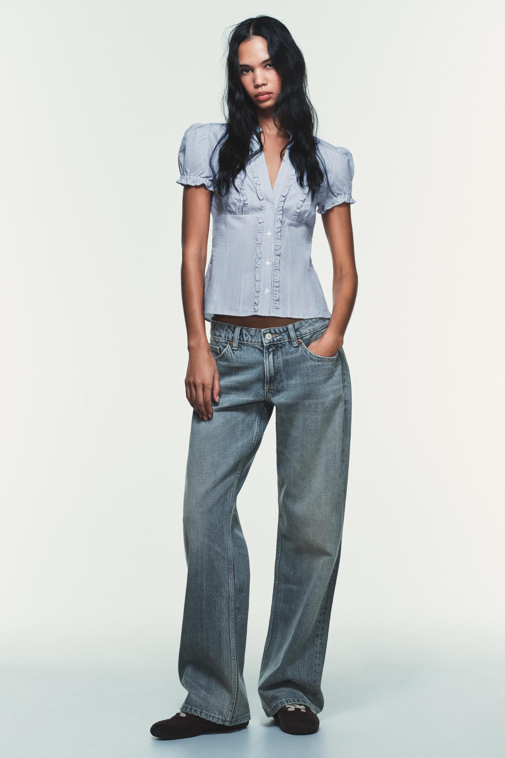 POPLIN SHIRT WITH RUFFLES - Zara фото 8