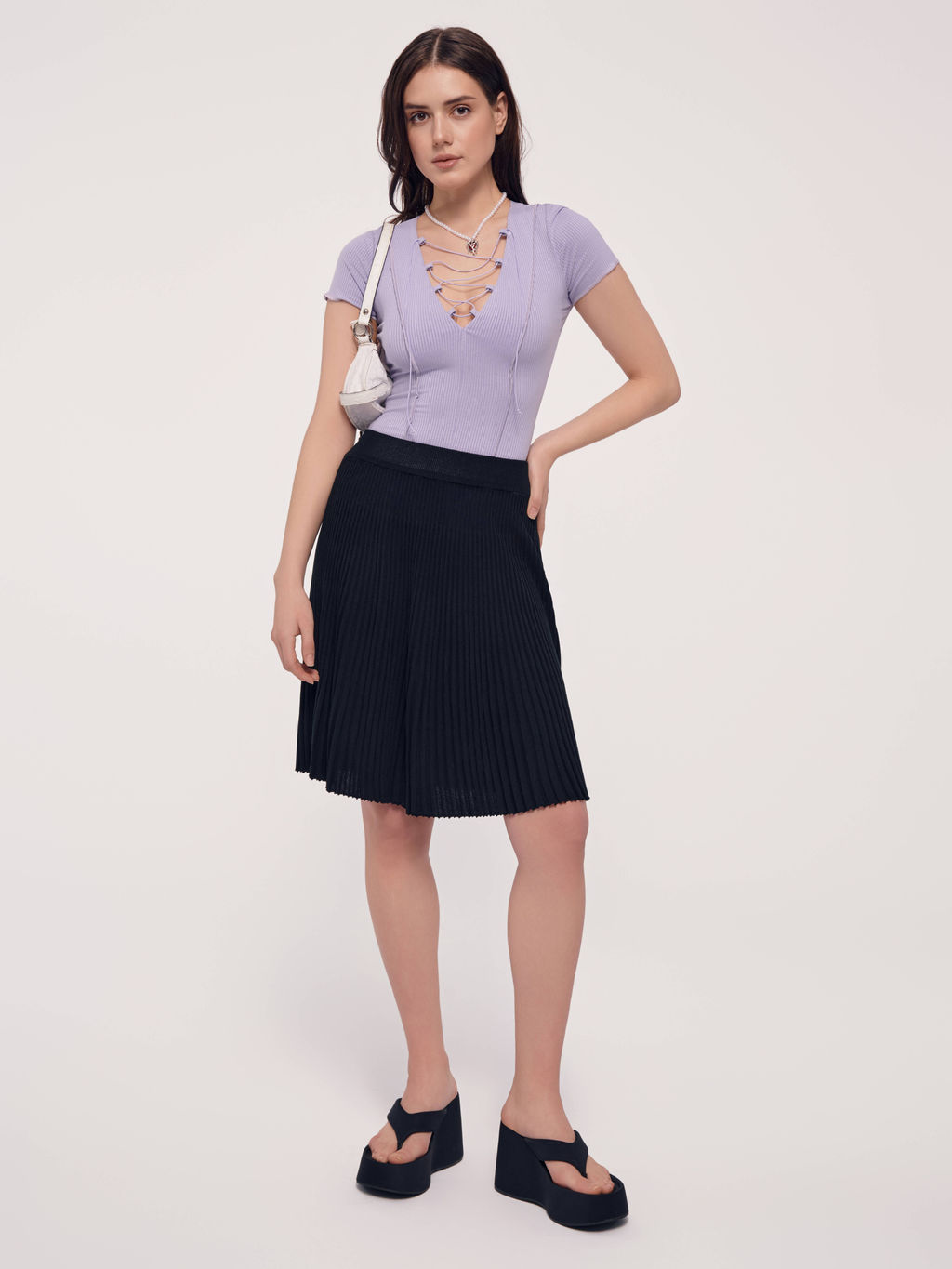 CONTE Боди в рубчик на шнуровке с декоративными швами LBD 2625 pale iris - Conte elegant фото 5