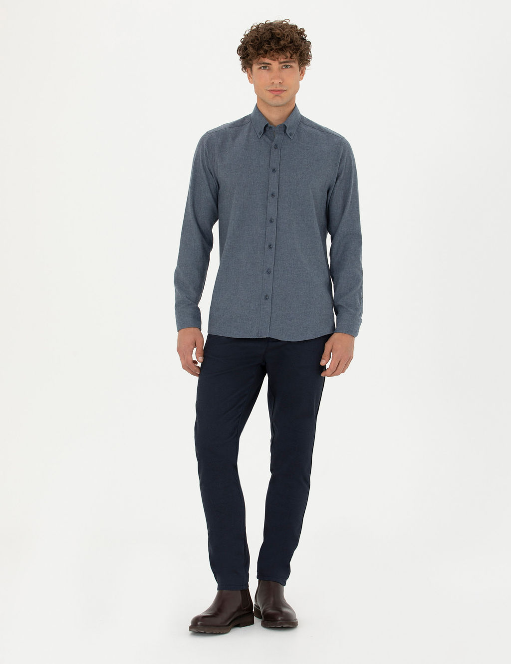 Lacivert Arm_rl_ Slim Fit Kanvas Pantolon