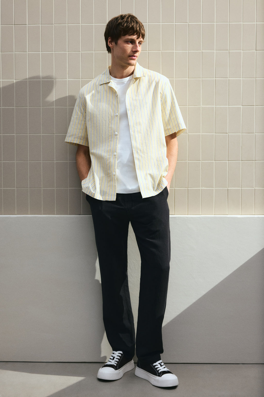 Pantal?n en mezcla de lino Regular Fit - H&m фото 3