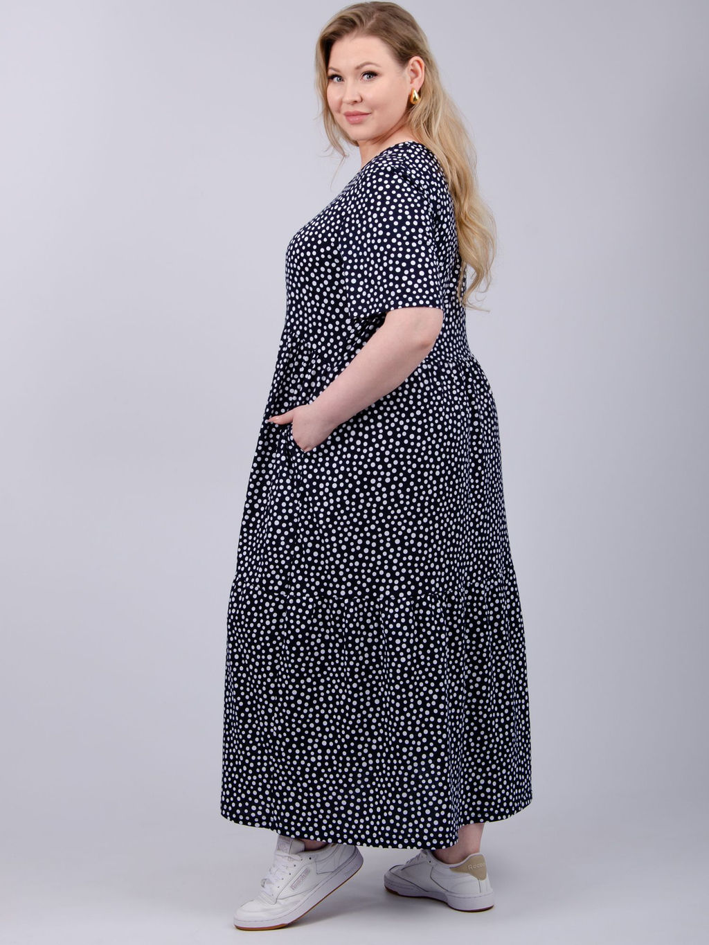 Платье "Диона" горох, трикотаж (М)