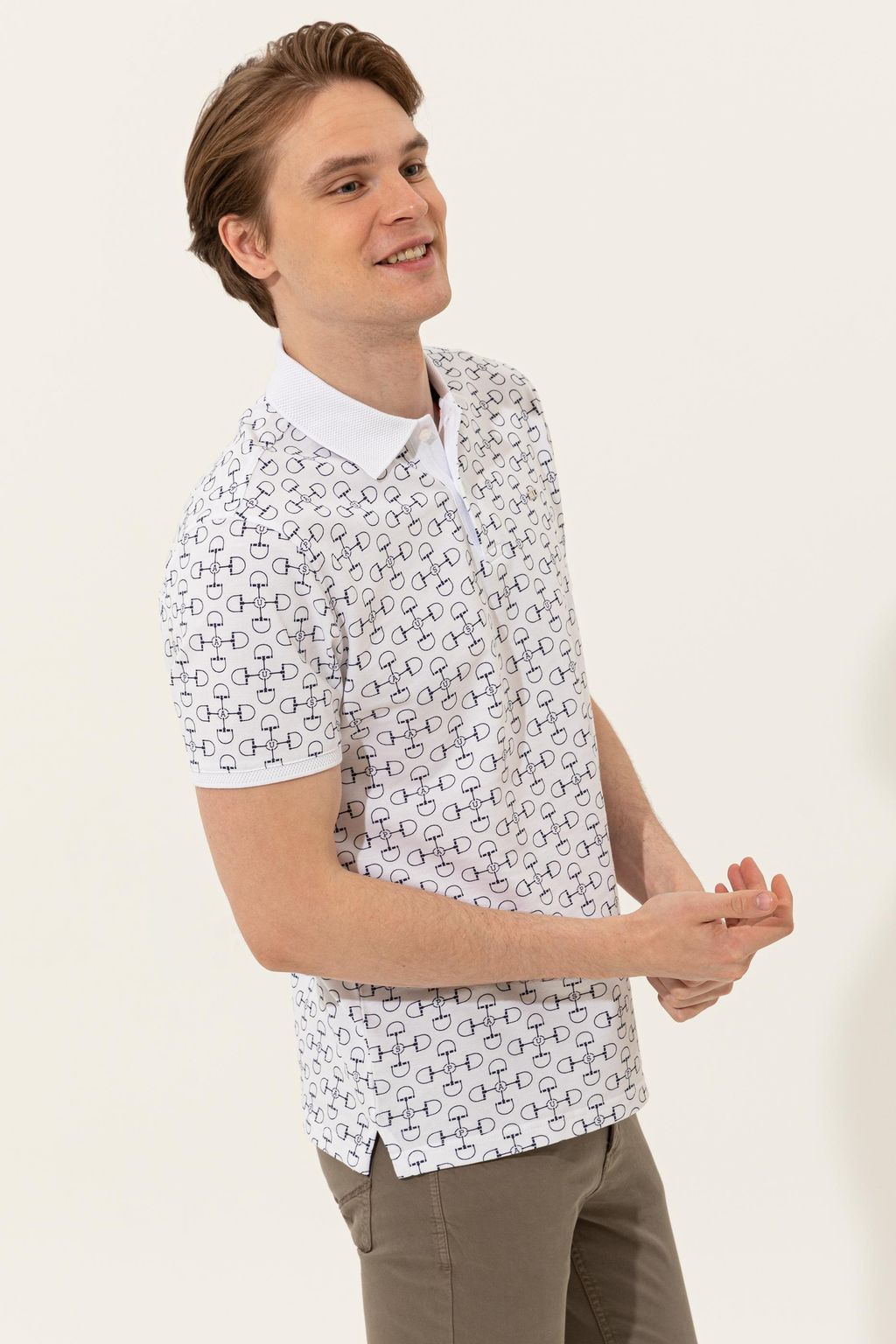 U. S. Polo Assn Мужская белая футболка с воротником-поло - U.s. polo assn фото 3