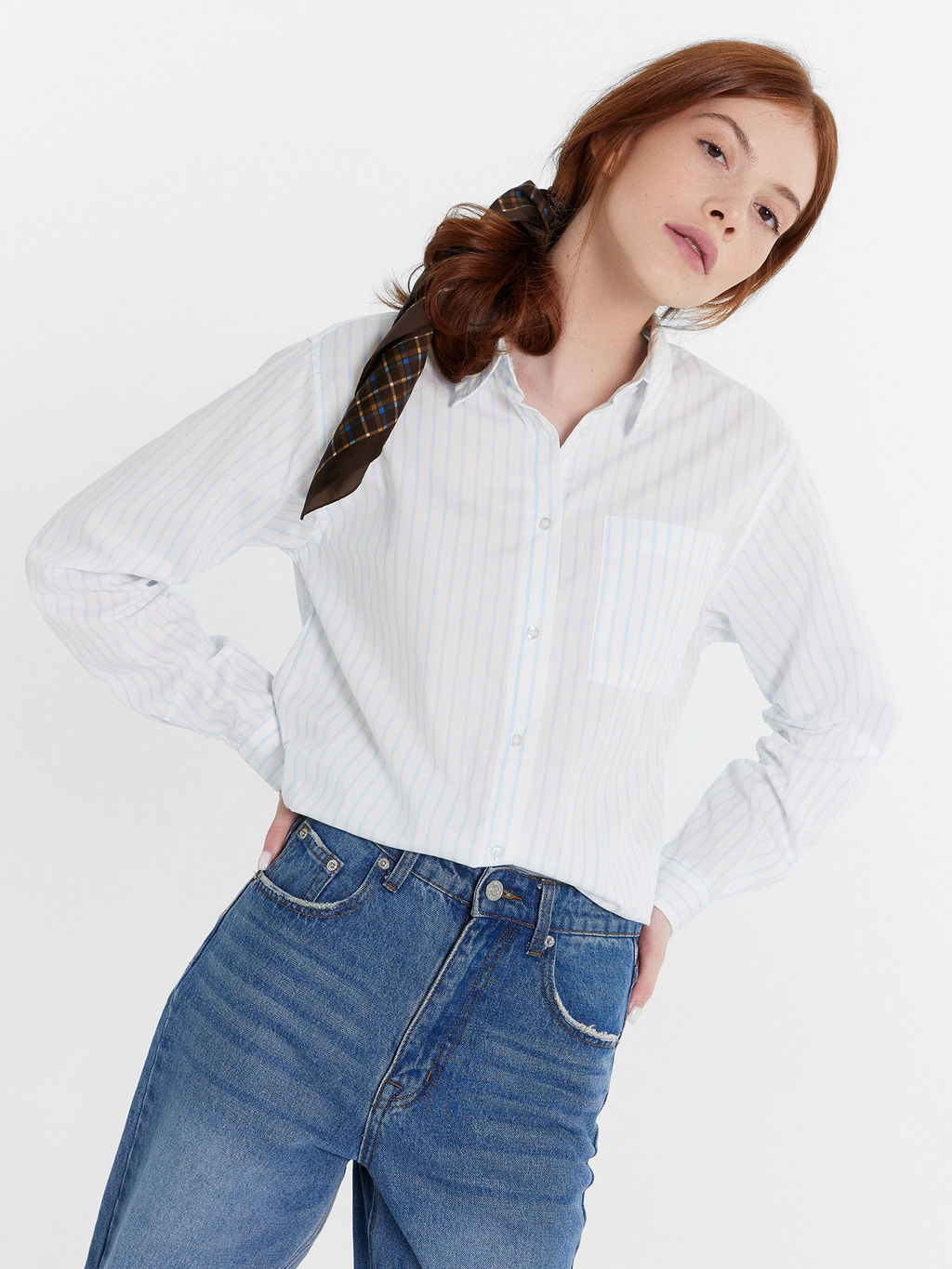 Рубашка женская в голубую полоску голубая полоска 122992
