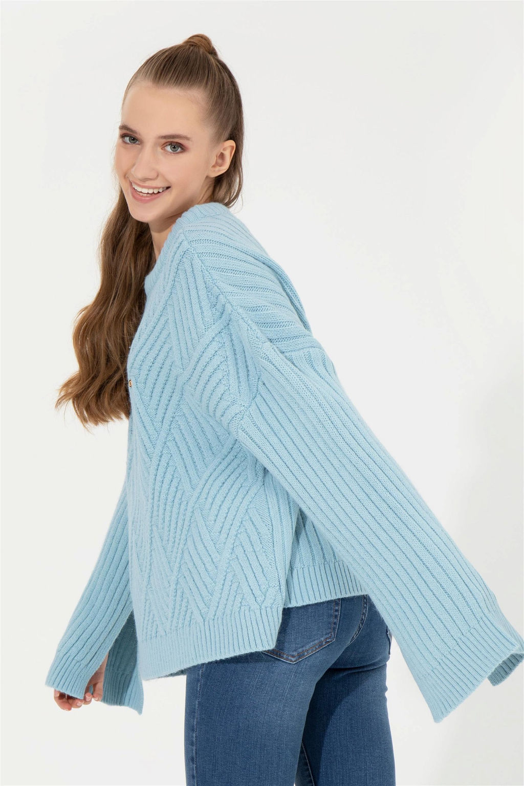 Женский синий трикотажный свитер - U.s. polo assn фото 11