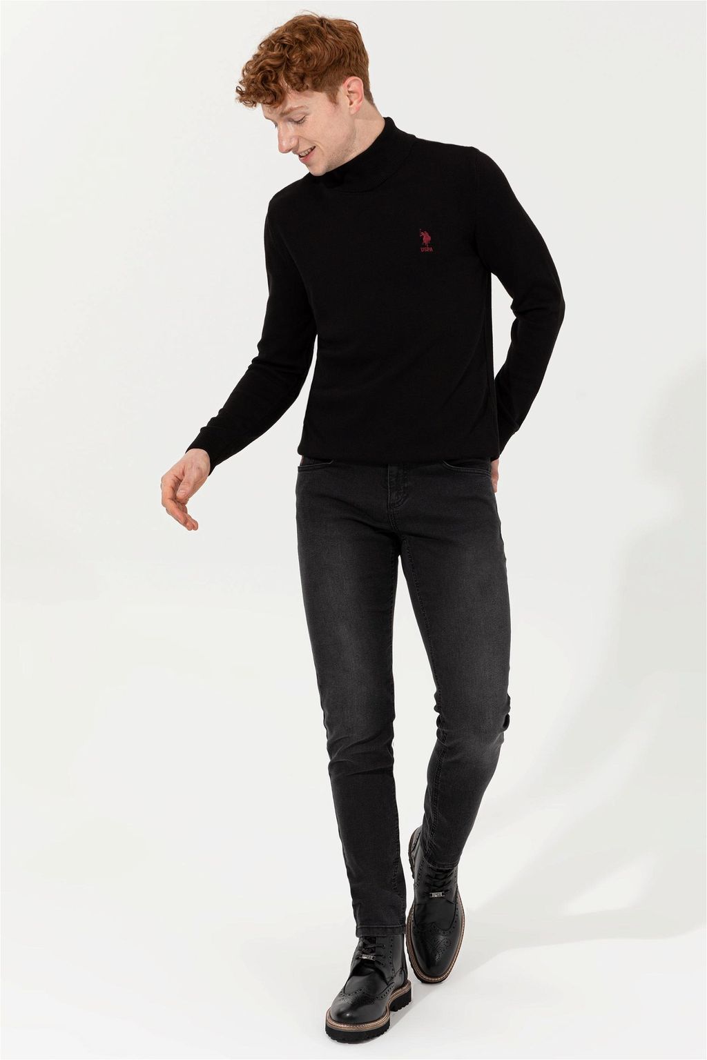 U. S. Polo Assn Мужская черная водолазка базового трикотажа, свитер - U.s. polo assn фото 4