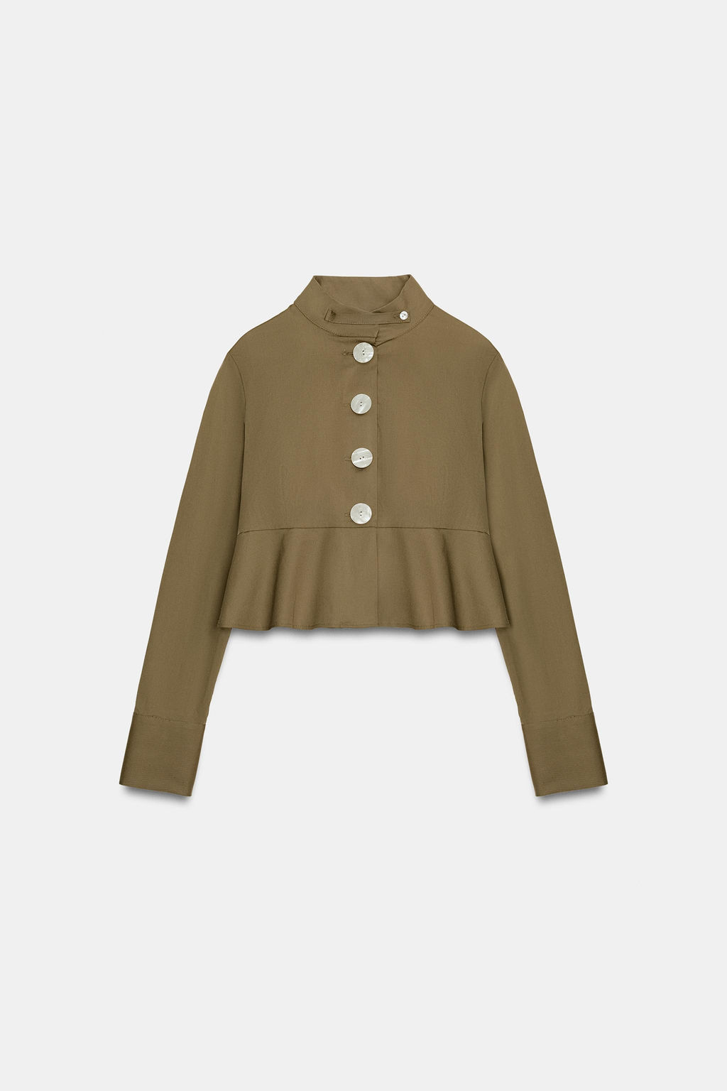 CAMISA POPEL?N BOTONES / Khaki oscuro - Zara фото 6