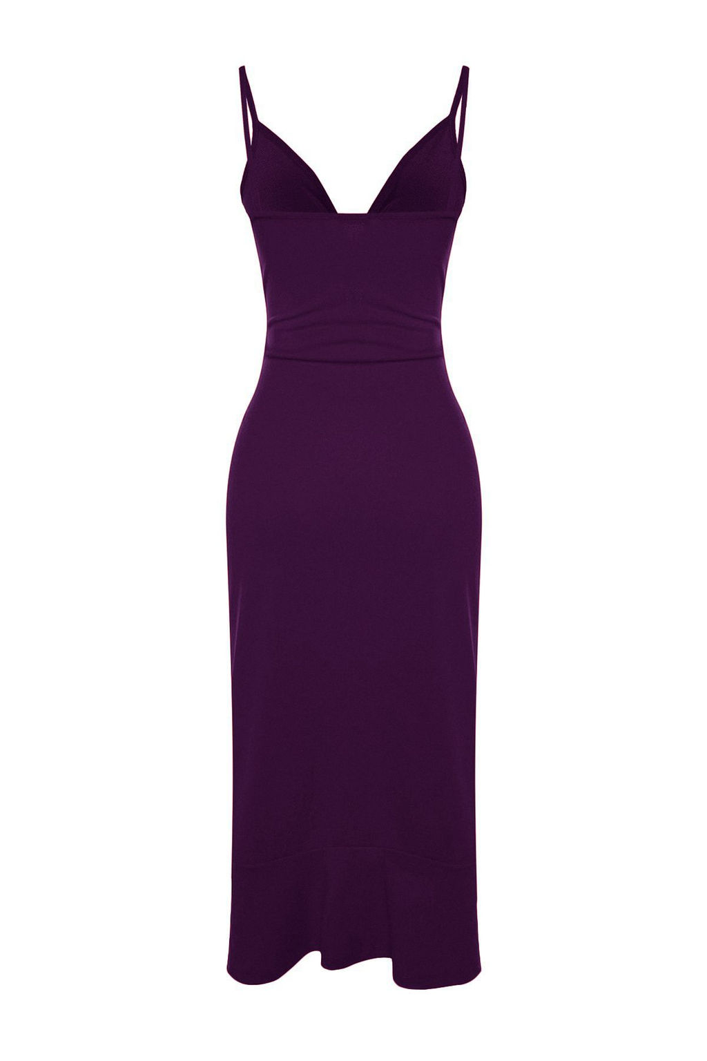 TRENDYOLMILLA Siyah Krep Vucuda Oturan Ask?l? Cut Out Detayl? Volanl? Kalp Yaka Mini Orme Elbise TWOSS23EL02097  фото 15