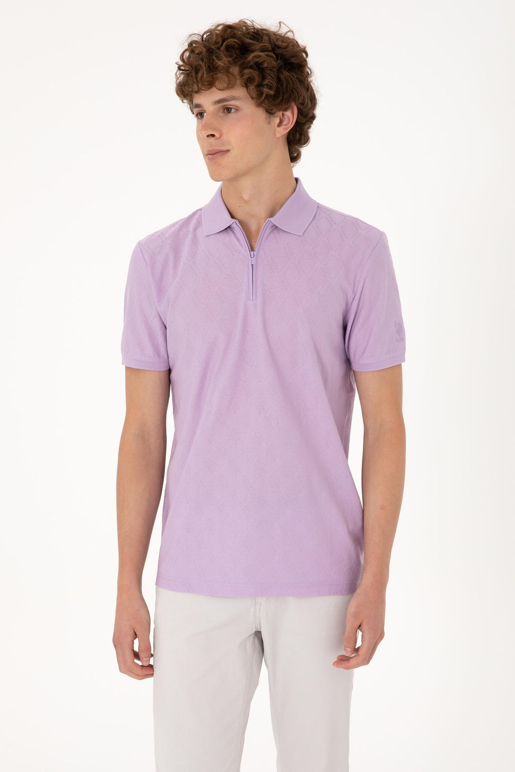 Erkek Regular Fit Fermuarl_ Lila Desenli Ti__rt Sepette S_rpriz _ndirim - U.s. polo assn фото 3