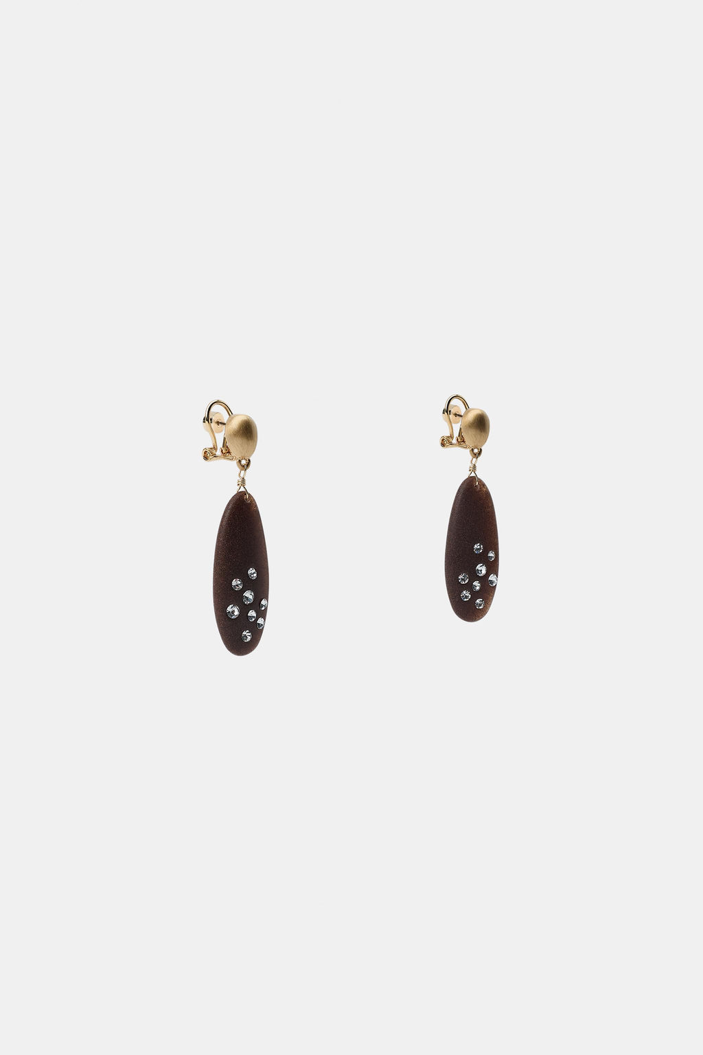 WOOD-EFFECT GLITTER EARRINGS - Zara фото 3