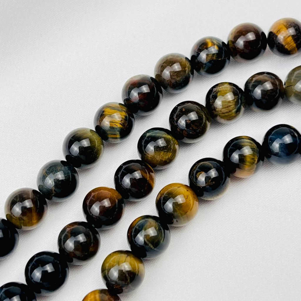 Бусины для рукоделия из Тигрового и Соколиного глаза (45 бусин)