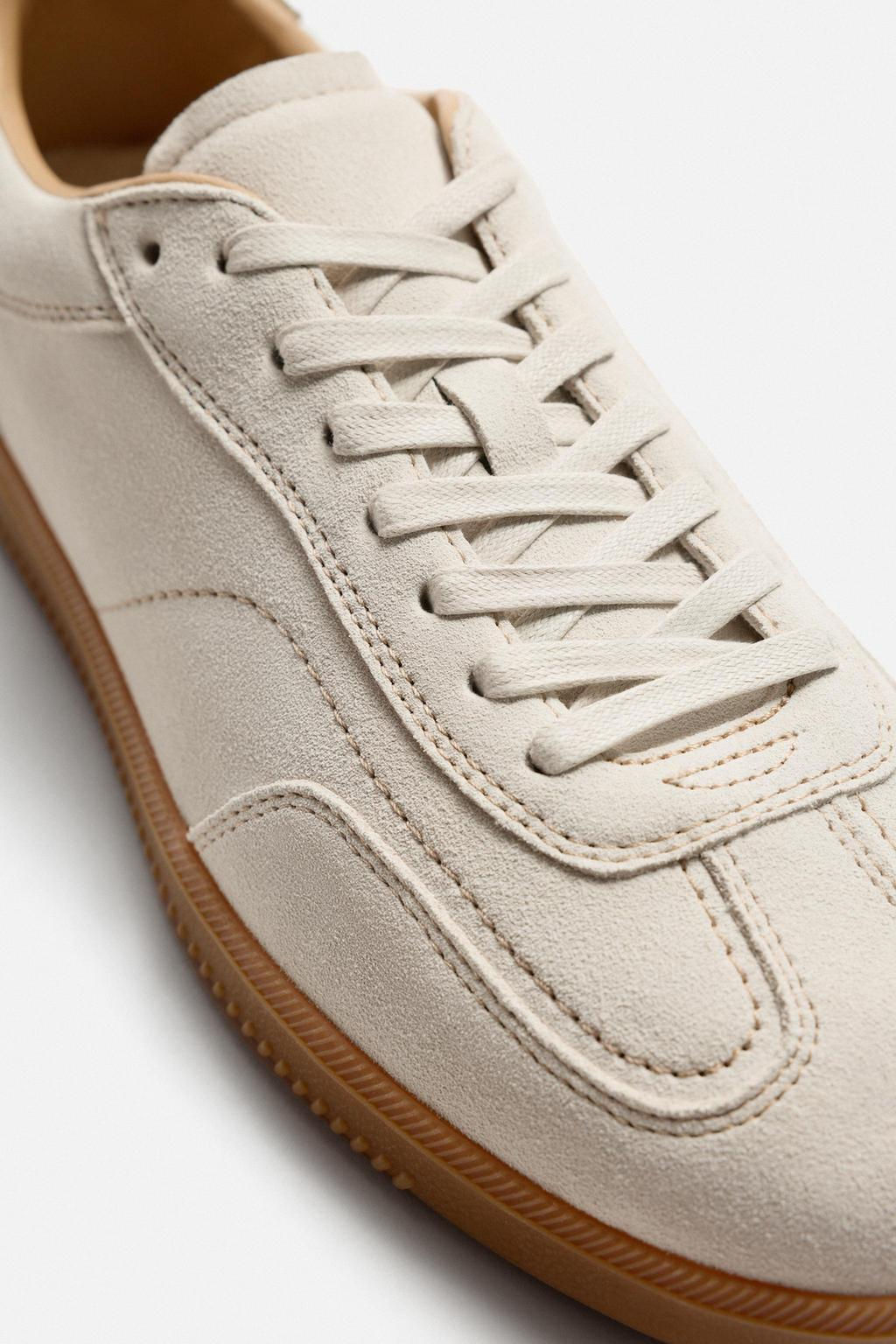 LEATHER TRAINERS WITH CONTRAST SOLE - Zara фото 6