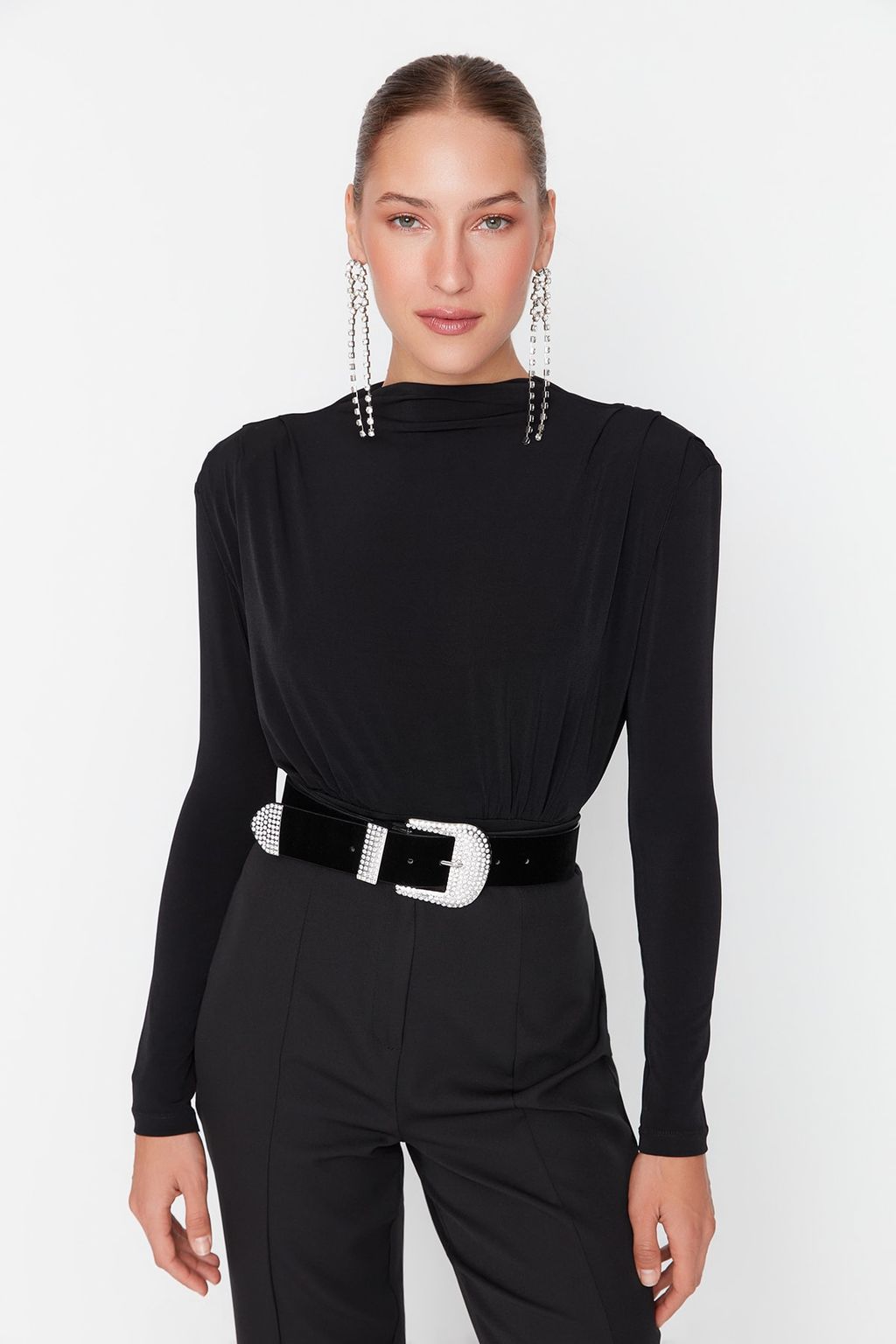 Siyah Drapeli C?tc?tl? Orme Body TPRAW23BD00048