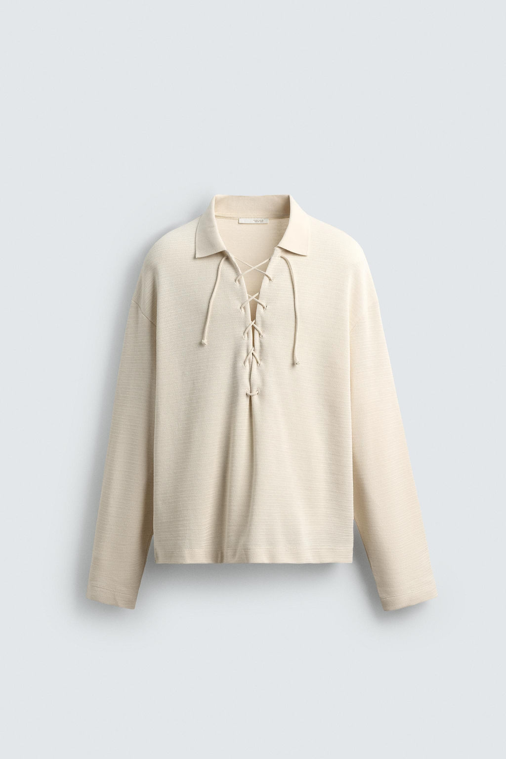 TEXTURED DRAWSTRING POLO SHIRT - Zara фото 8