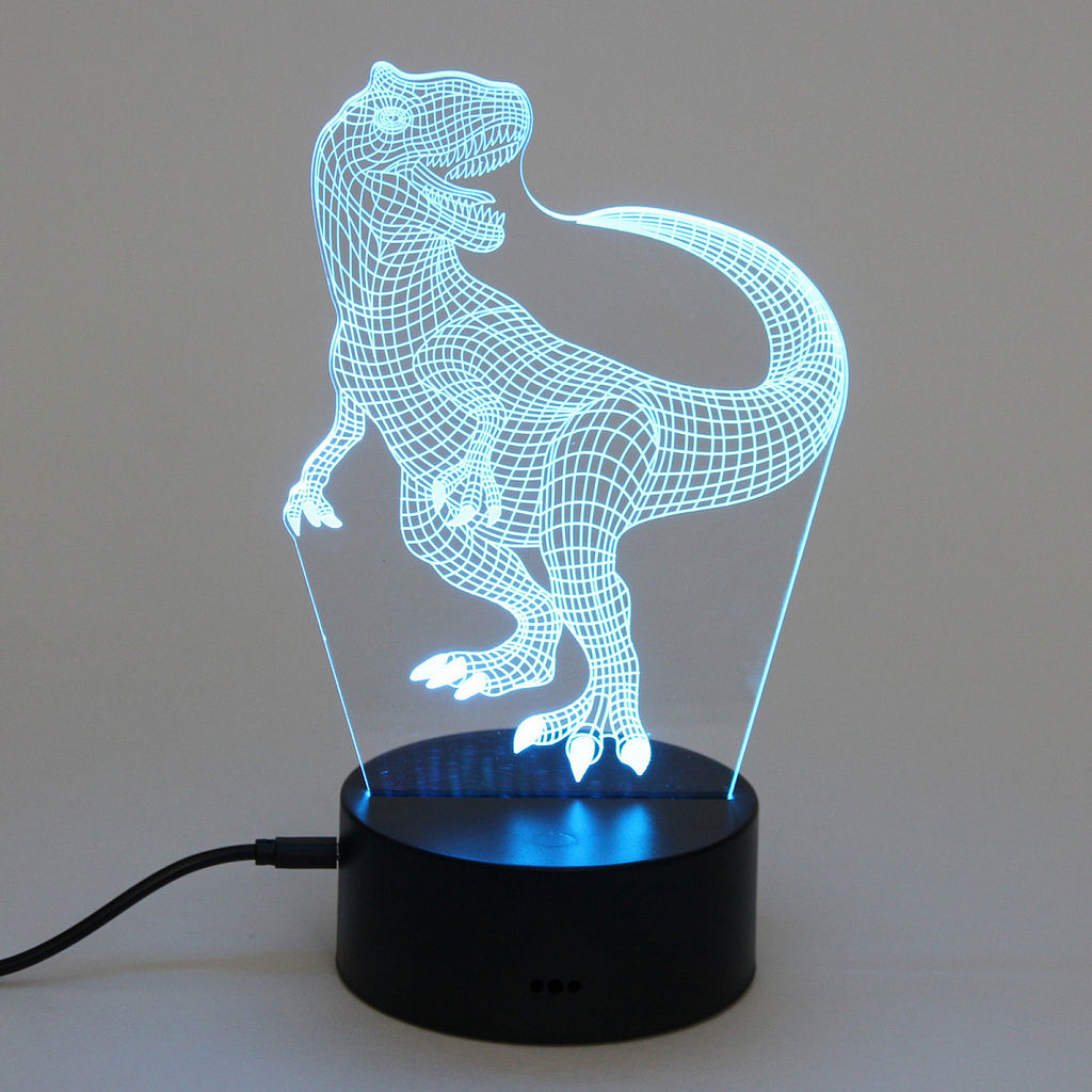 Цена за 2 шт. Светильник ночник "3D-Динозавр" на пластиковой подставке, с включателем USB