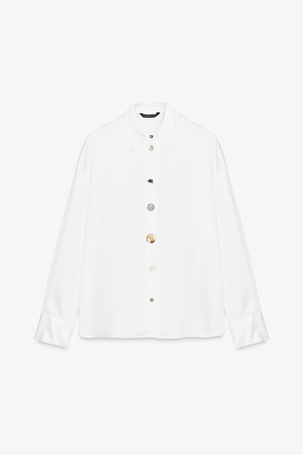 CONTRAST BUTTON SATIN SHIRT - Zara фото 7