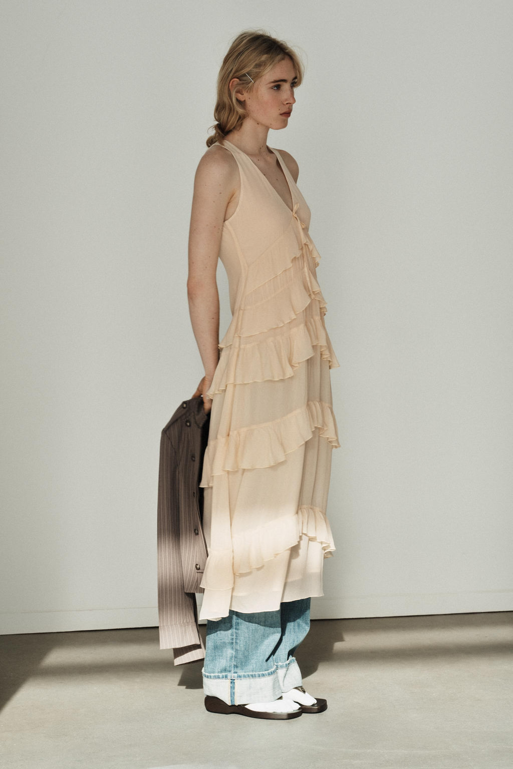 VESTIDO MIDI VOLANTES / Crema - Zara фото 4