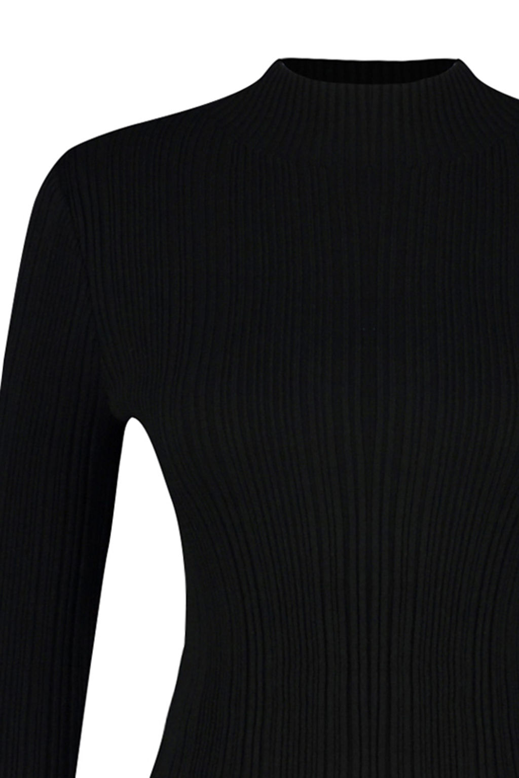 Siyah Dik Yaka Triko Kazak TWOAW24KZ00329