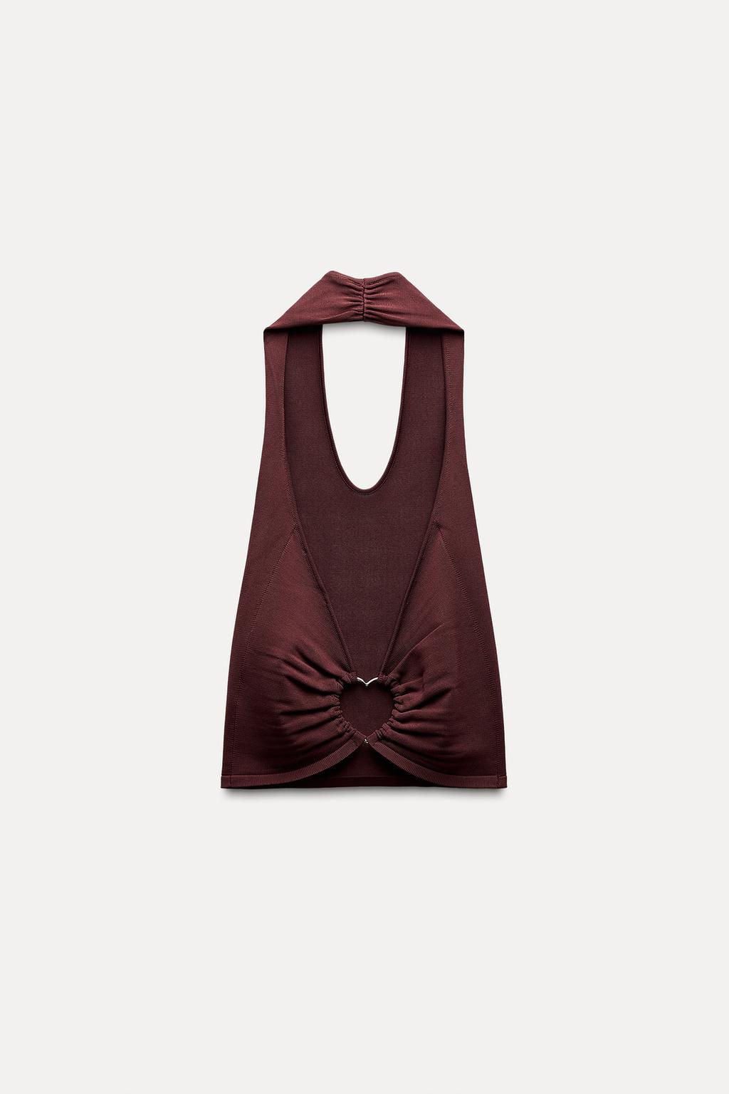 KNIT OPEN BACK TOP WITH HEART APPLIQUE - Zara фото 7
