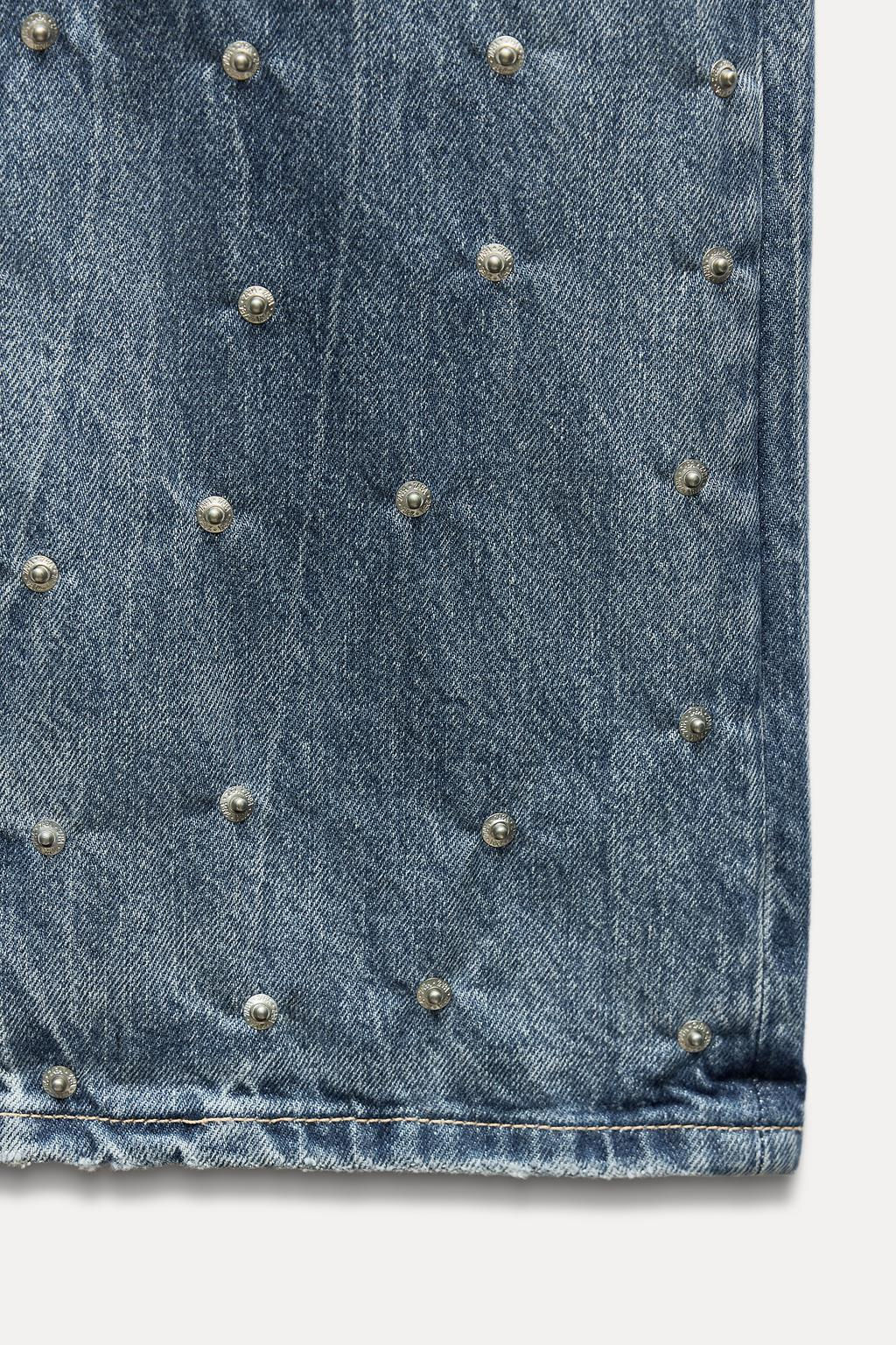 TRF RELAXED FIT MID-RISE JEANS WITH RIVETS - Zara фото 11
