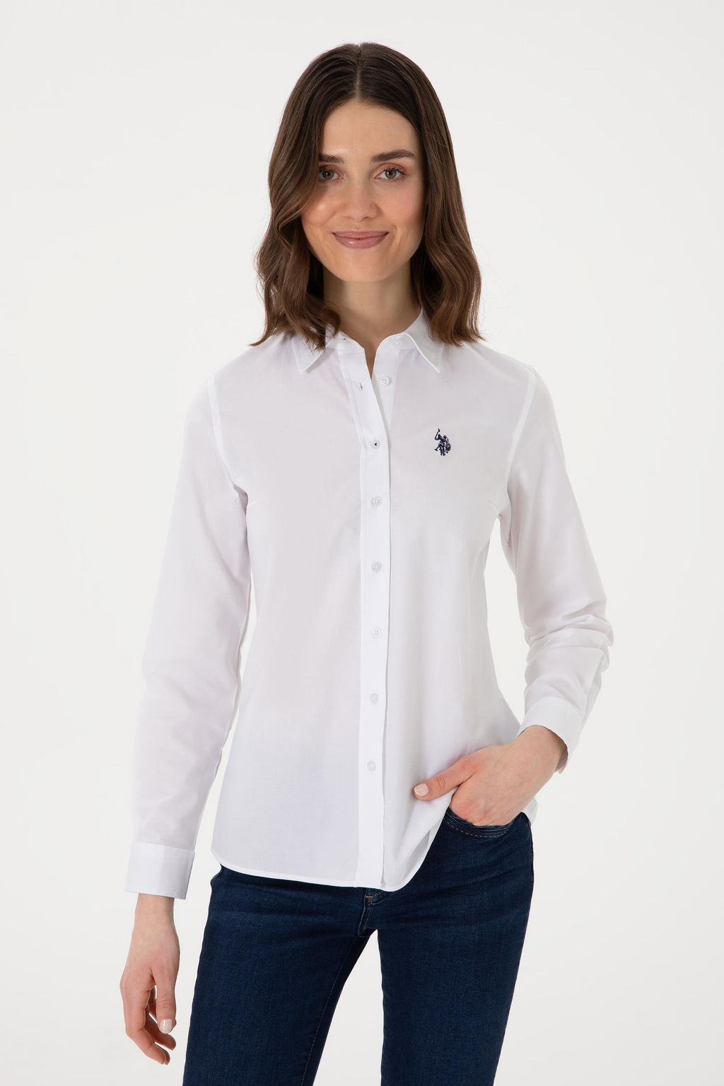 Kad_n Beyaz Uzun Kollu Basic G_mlek Sepette S_rpriz _ndirim - U.s. polo assn фото 3