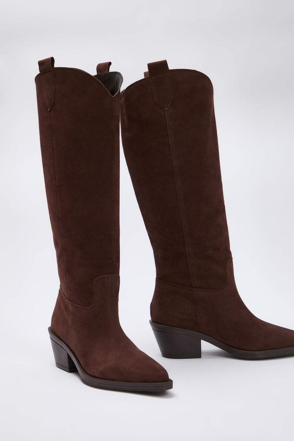Kahverengi Suet Sivri Burun Blok Topuklu Kad?n Kovboy Cizme TAKAW26CZ00038 - Trendyolmilla фото 2