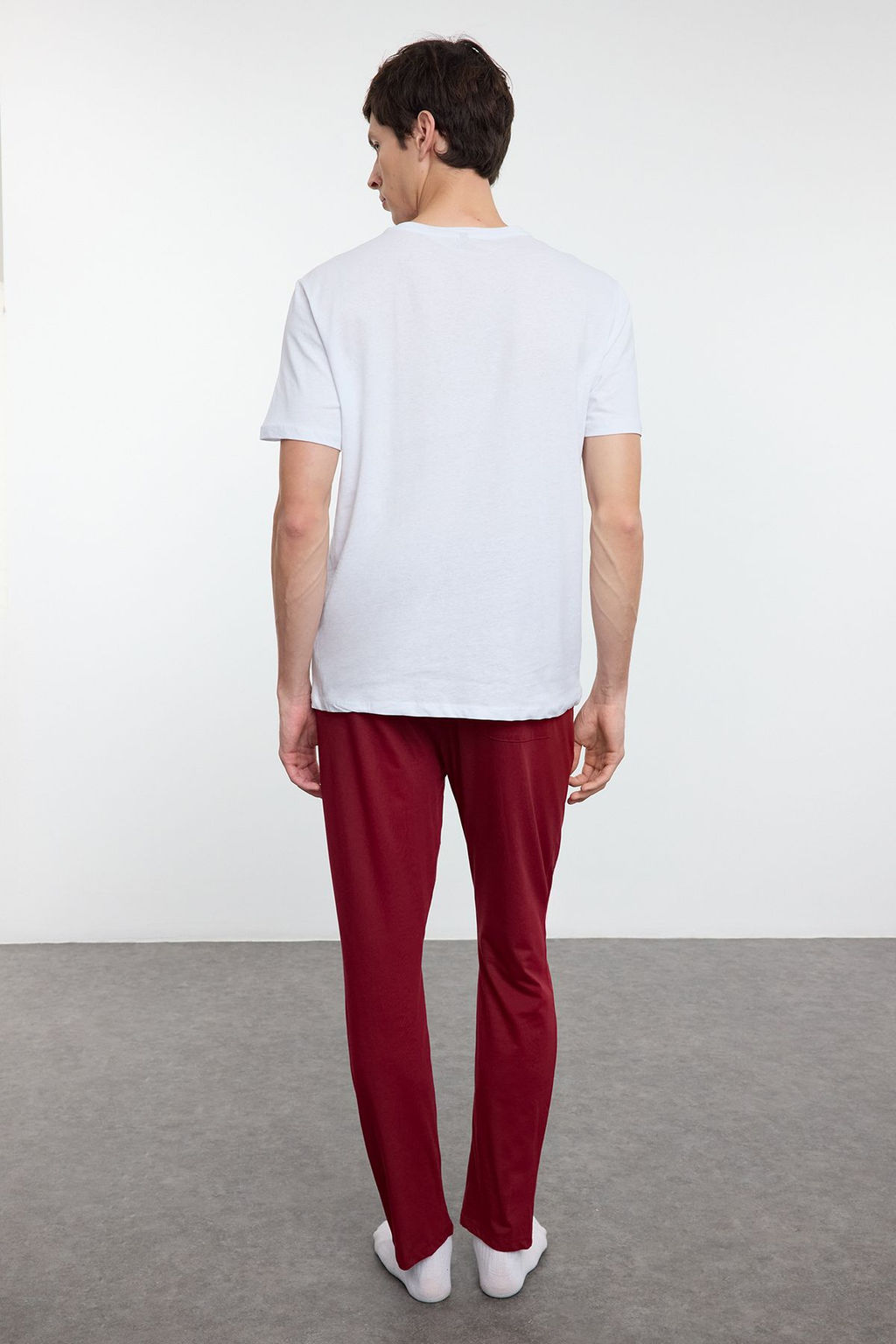 TRENDYOL MAN Ekru - Bordo Regular Fit Orme Couple/Cift %100 Pamuklu Pijama Tak?m? TMNAW25PT00047 - Trendyolmilla фото 6