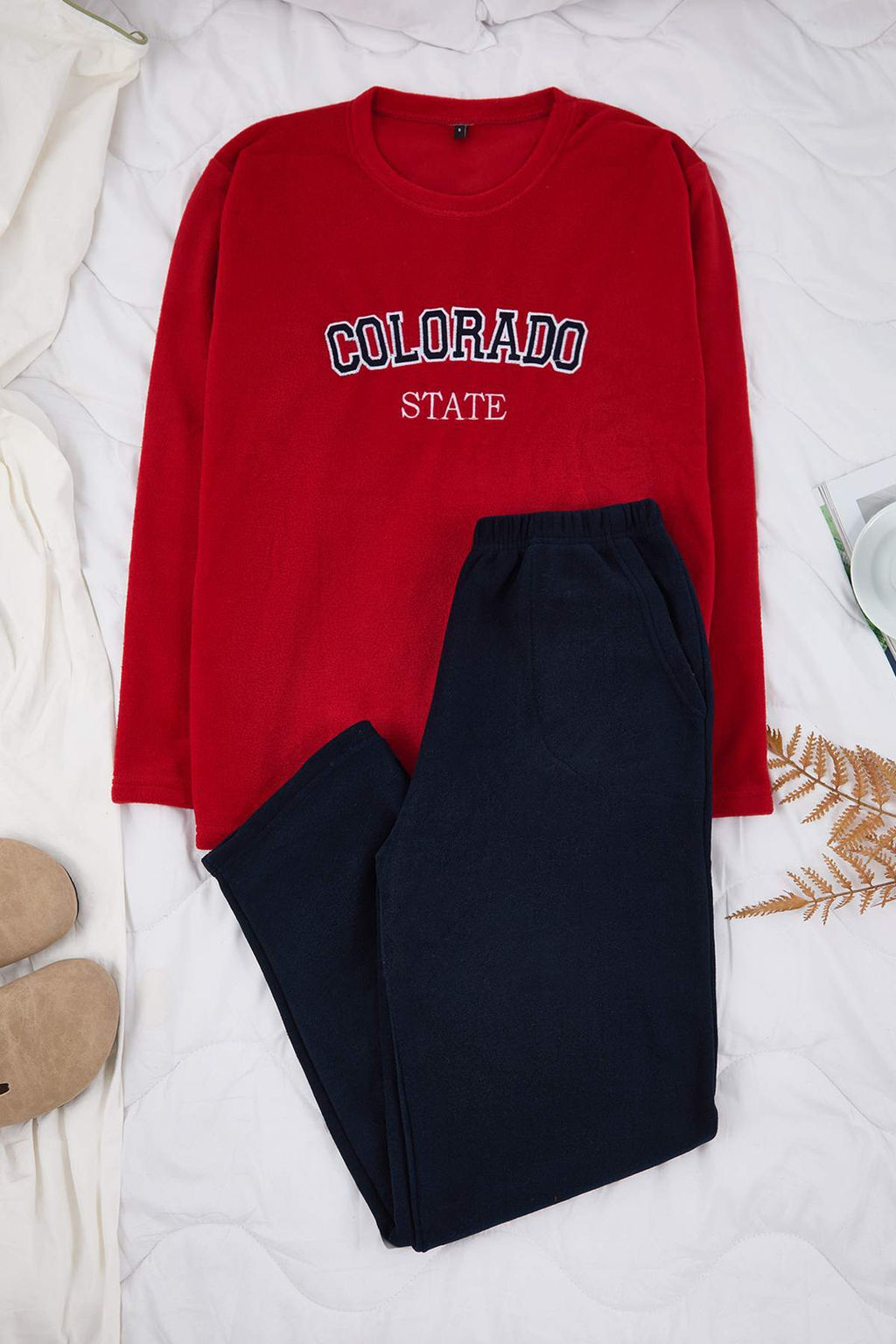 Indigo Regular Kesim Slogan Nak?sl? Polar/K?sl?k Pijama Tak?m? TMNAW26PT00038 - Trendyolmilla фото 4