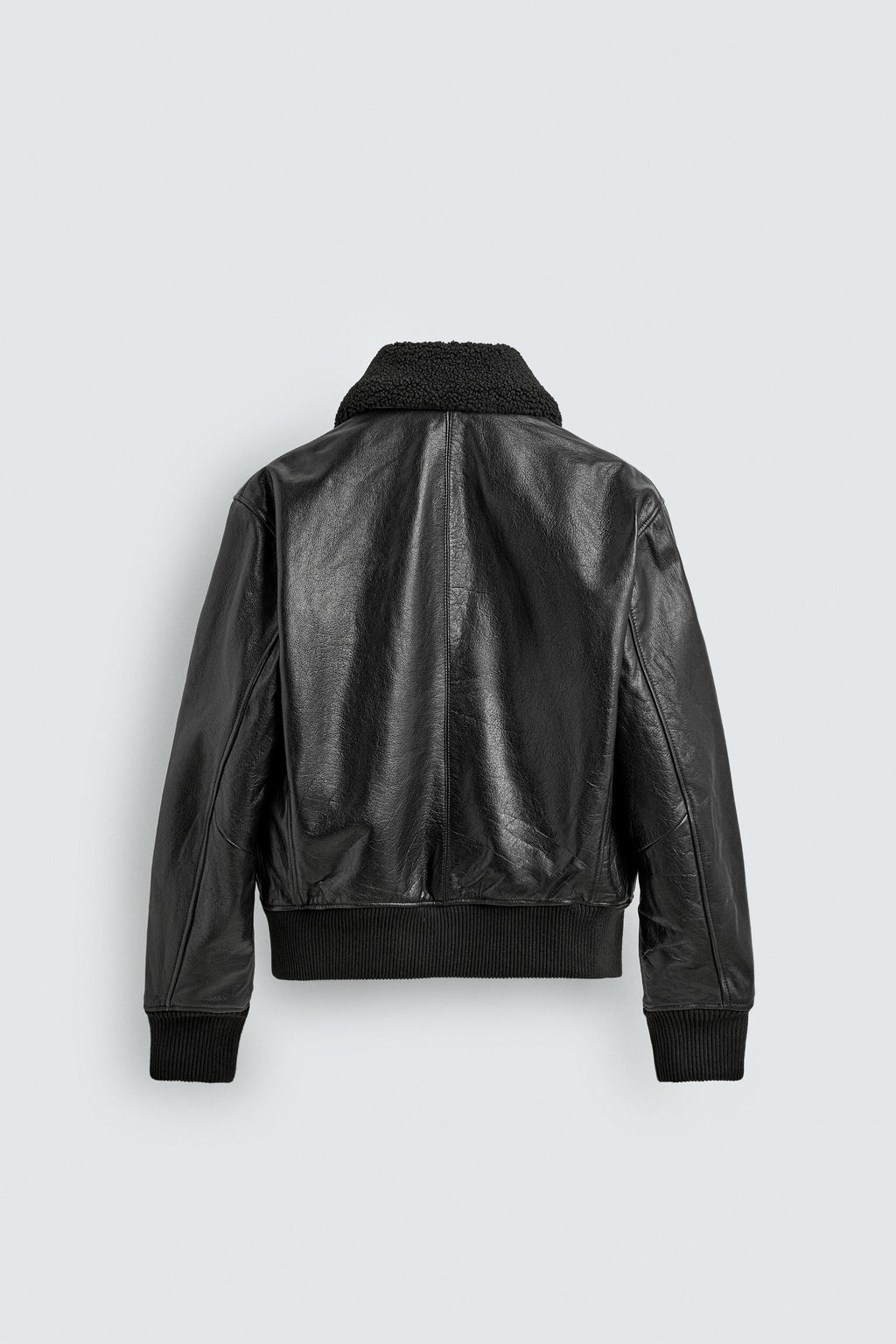 LEATHER JACKET WITH CONTRAST COLLAR - Zara фото 7