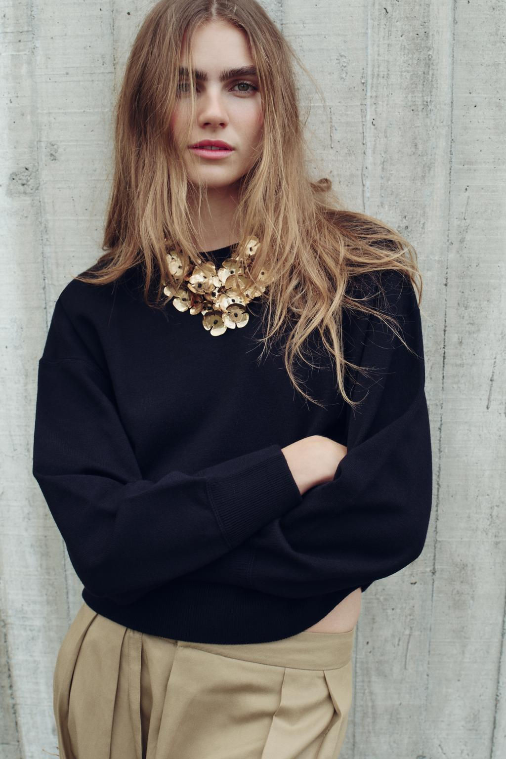BASIC PLAIN KNIT SWEATSHIRT - Zara фото 3