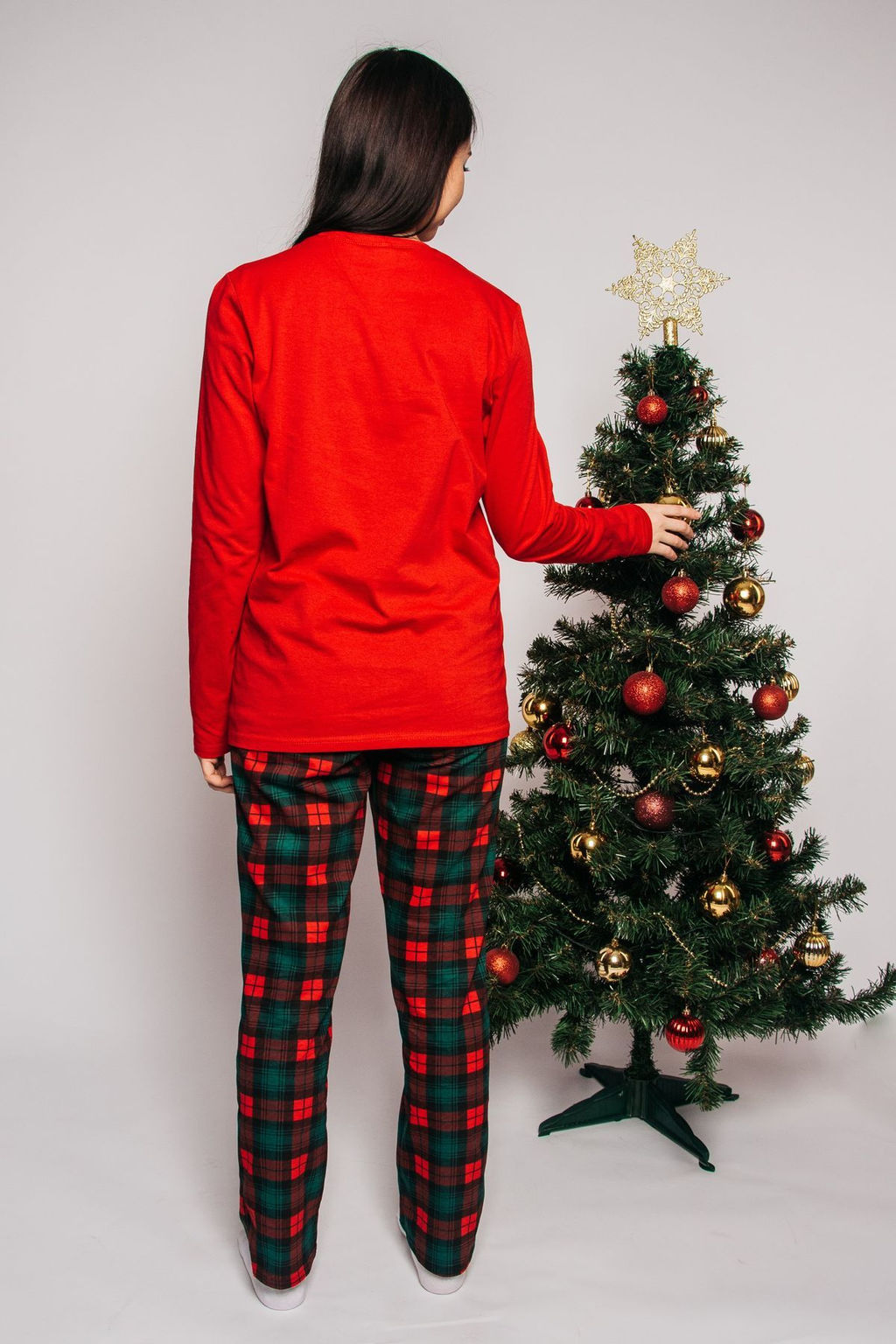 Скидка -10%! Пижама женская (джемпер,брюки) 980 красный/зеленая клетка 1250 Be Friends  фото 2