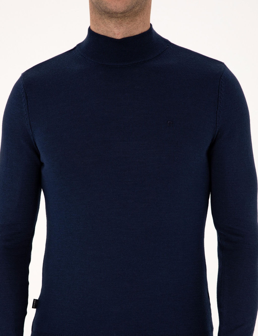 A__k Lacivert Slim Fit Yar_m Bal_k__ Yaka Basic Triko Kazak
