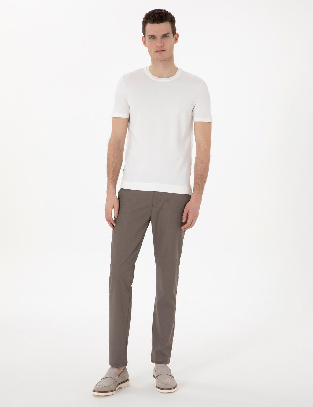 Vizon Slim Fit Beli Lastikli Kanvas Pantolon