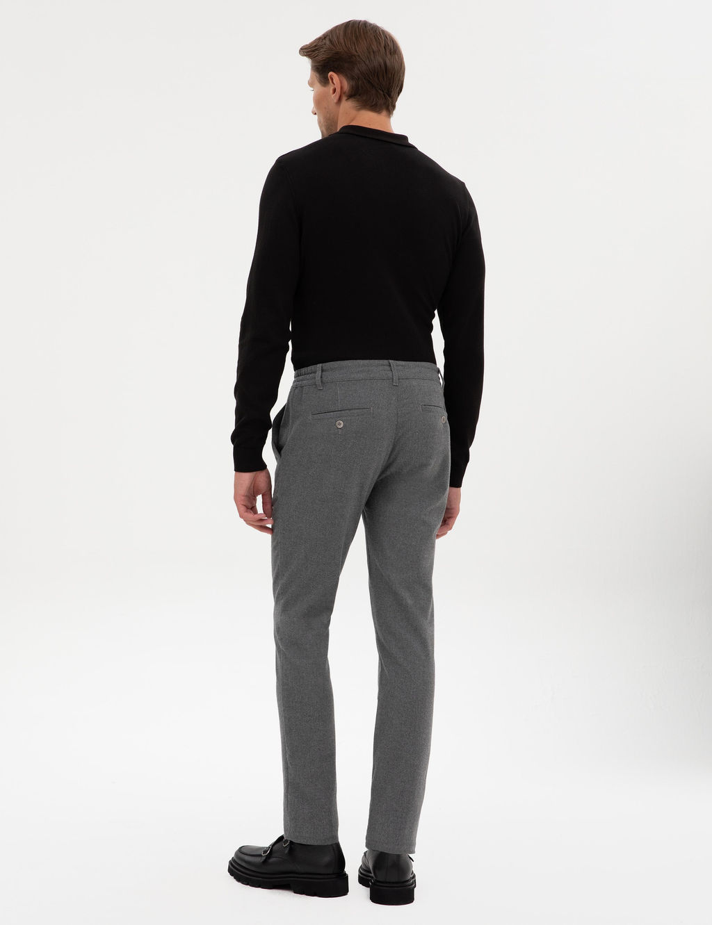 Gri Slim Fit Beli Lastikli Kordonlu Kanvas Pantolon - Pierre cardin фото 4