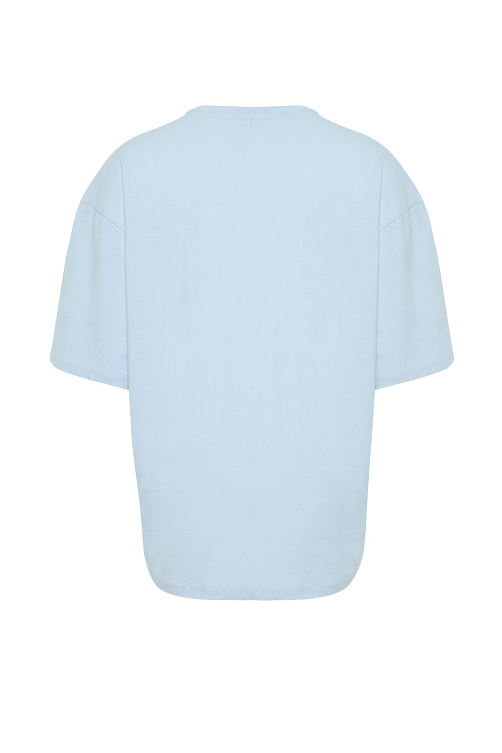 Ac?k Mavi Oversize/Genis Kesim %100 Pamuklu K?sa Kollu Basic T-Shirt TMNSS22TS0318