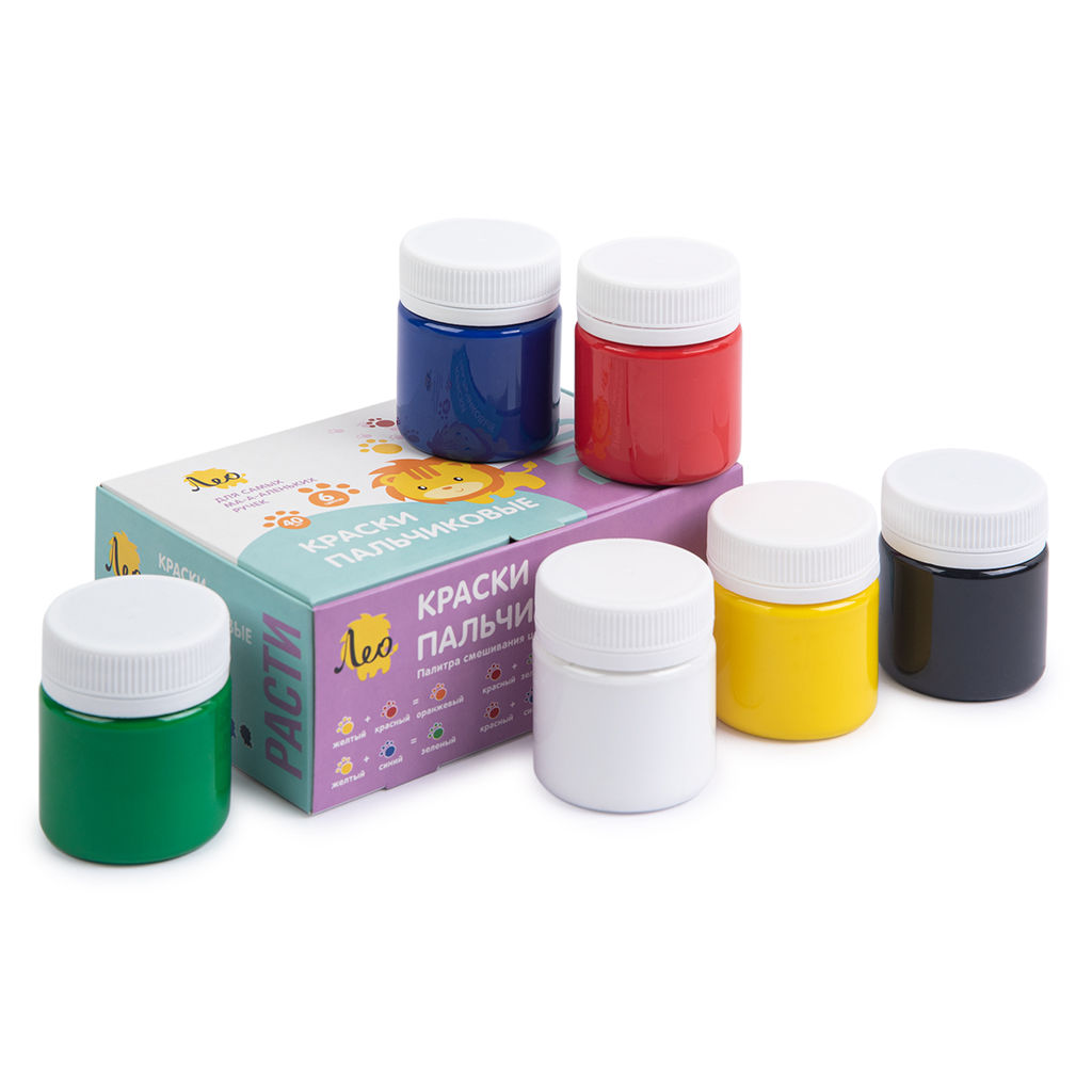 Краска пальчиковая Лео Расти набор LGFP-0106 6 цв. х 40 мл  фото 5