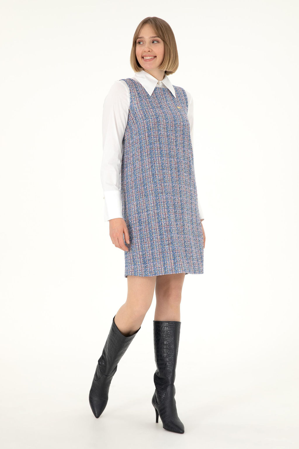 Женское синее тканое платье Неожиданная скидка в корзине - U.s. polo assn фото 3