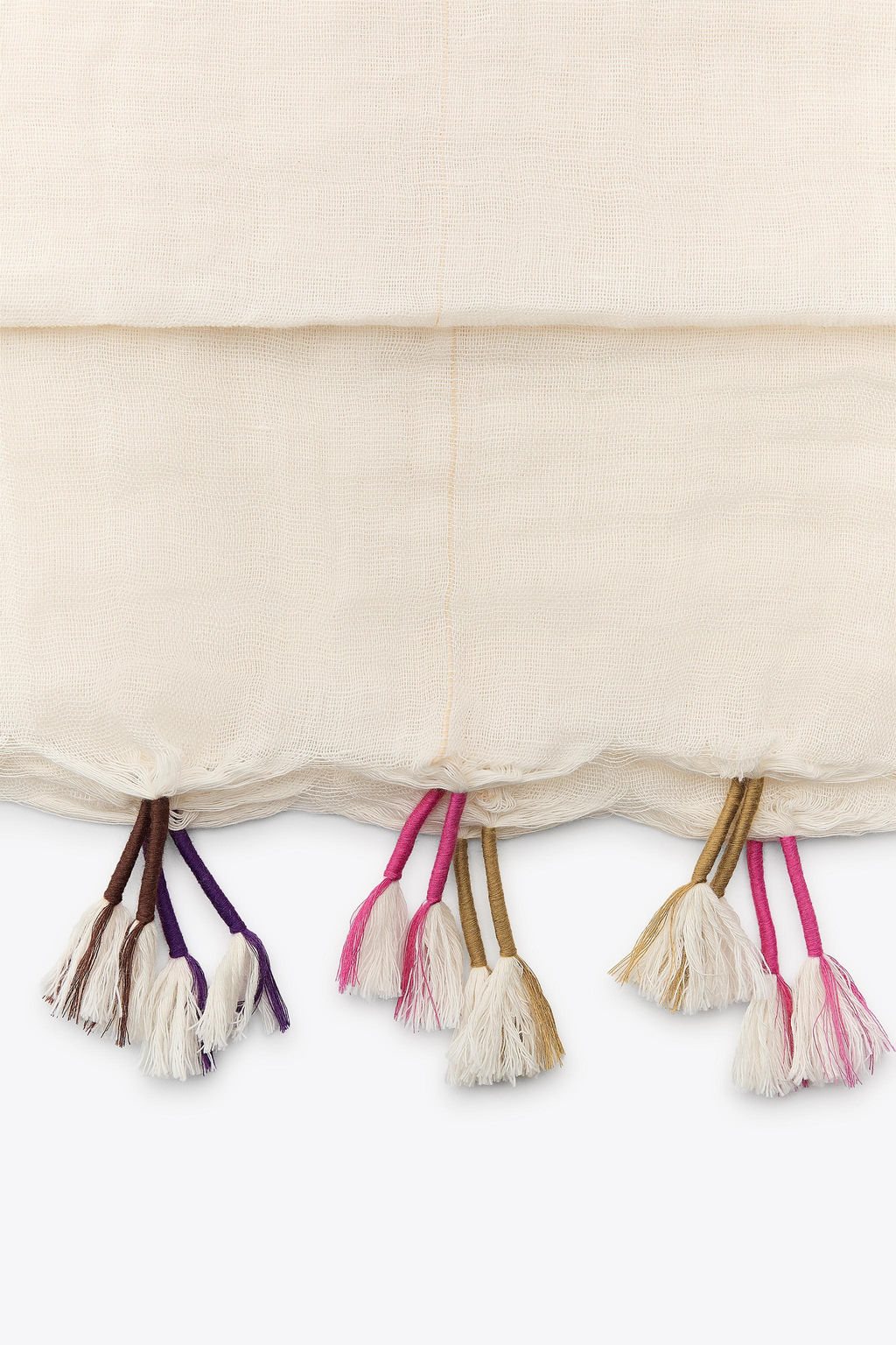 SCARF WITH LINEN BLEND POM-POMS - Zara фото 4