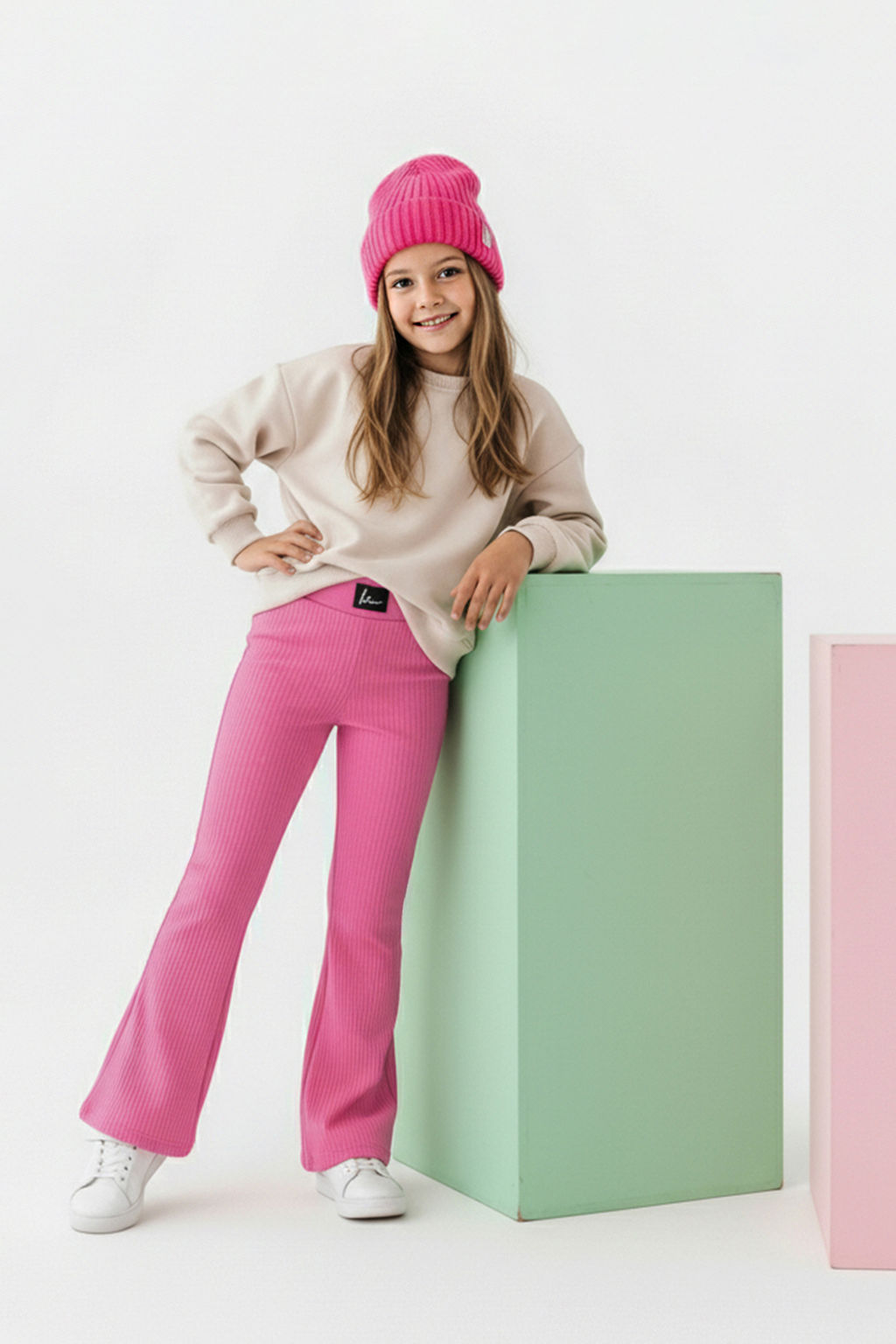 Lacivert K?z Cocuk Genis Paca/Flare Basic Orme Tayt TKDSS24TA00007 - Trendyolmilla фото 13