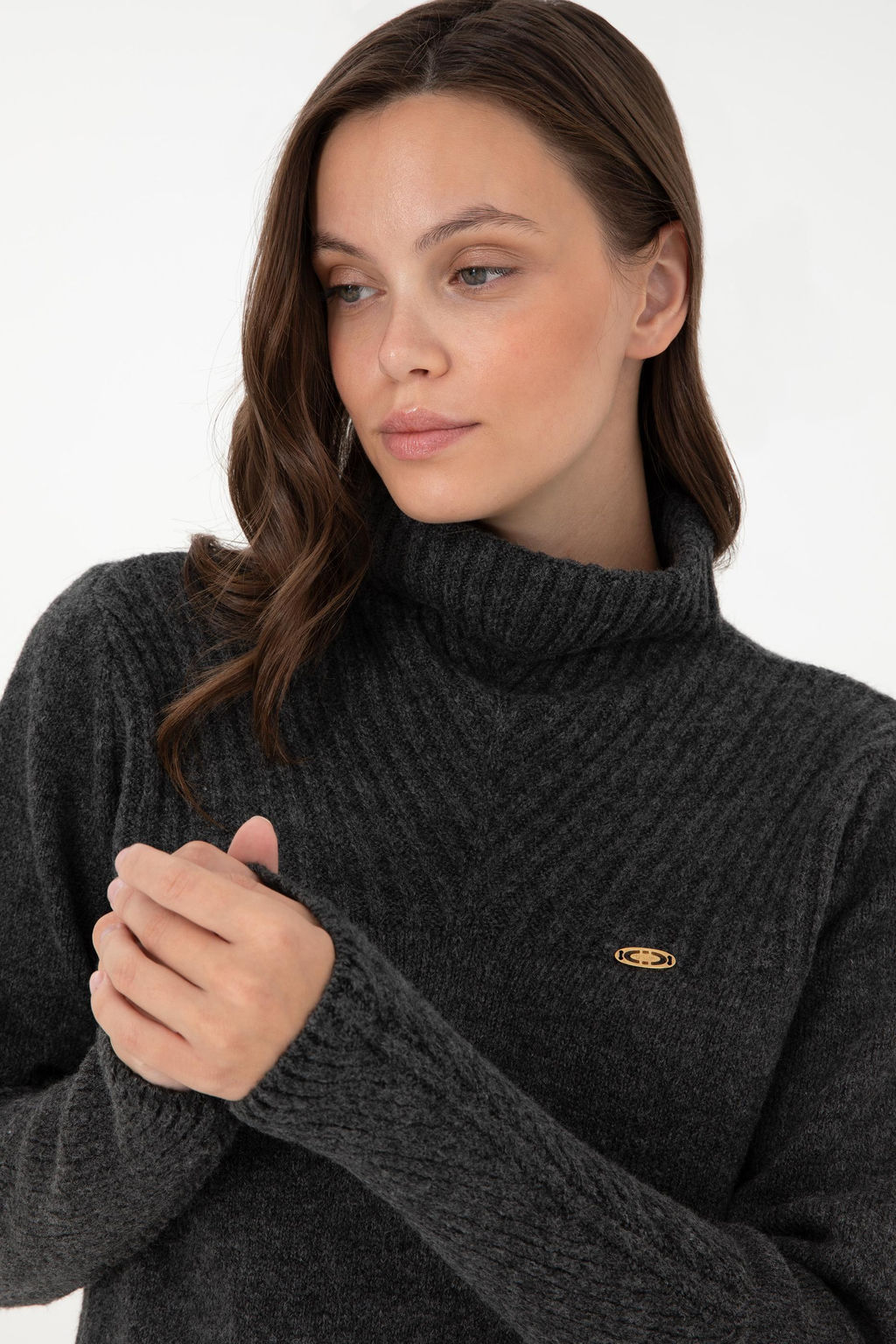 Женская водолазка антрацитового меланжевого цвета Неожиданная скидка в корзине - U.s. polo assn фото 2