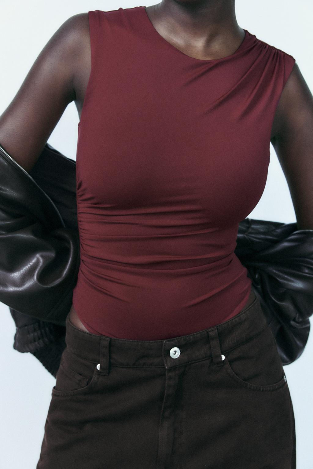 GATHERED POLYAMIDE BODYSUIT - Zara фото 8