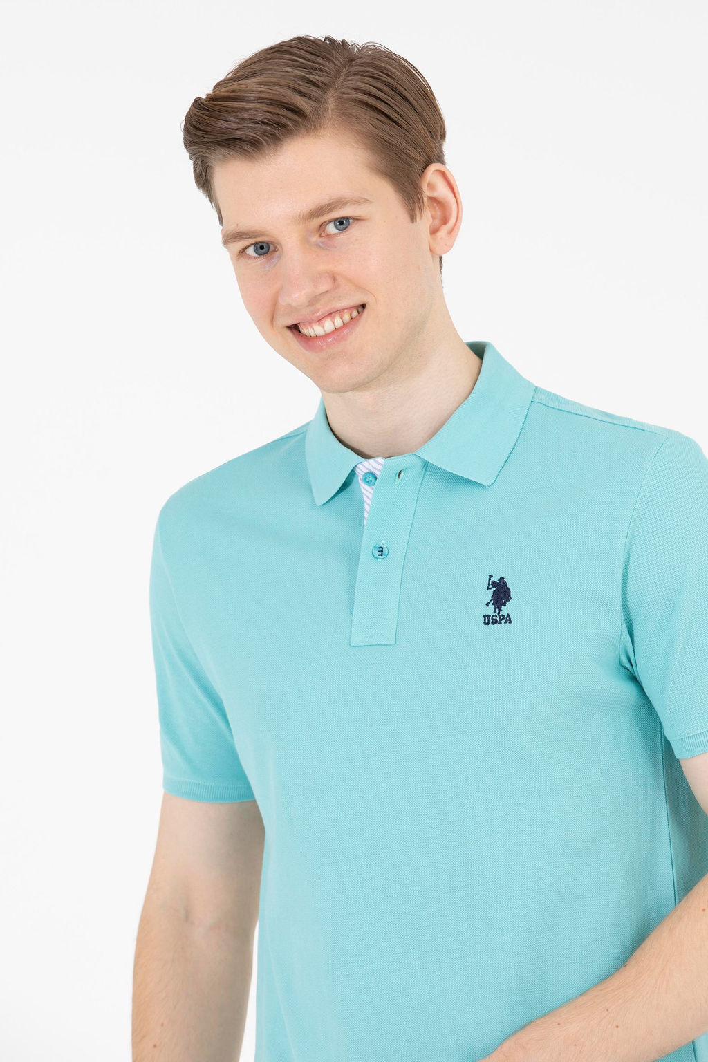 Мужская мятная футболка с воротником поло Basic - U.s. polo assn фото 2