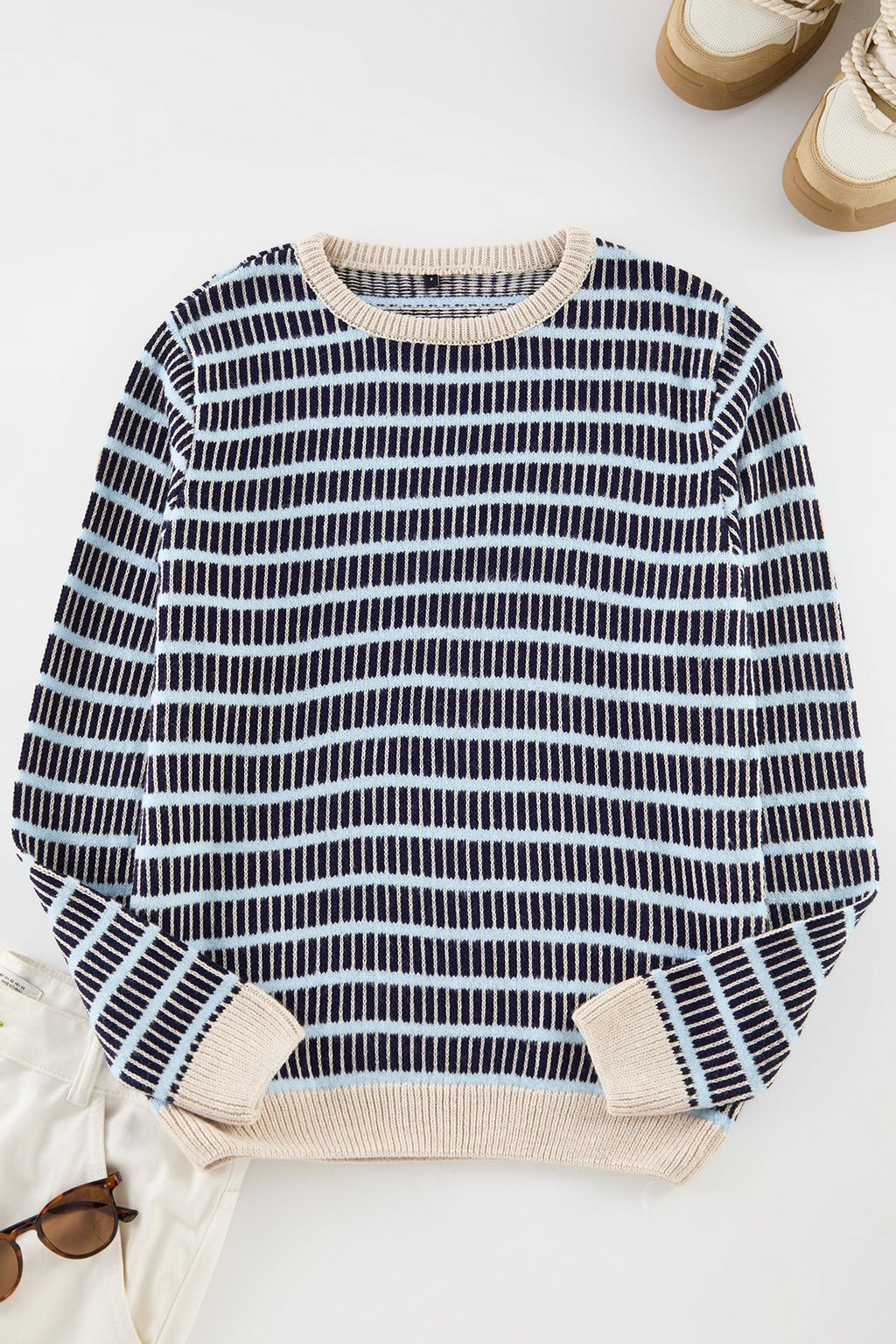 Cok Renkli Casual Regular Bisiklet Yaka Etnik Triko Kazak TMNAW25KZ00058