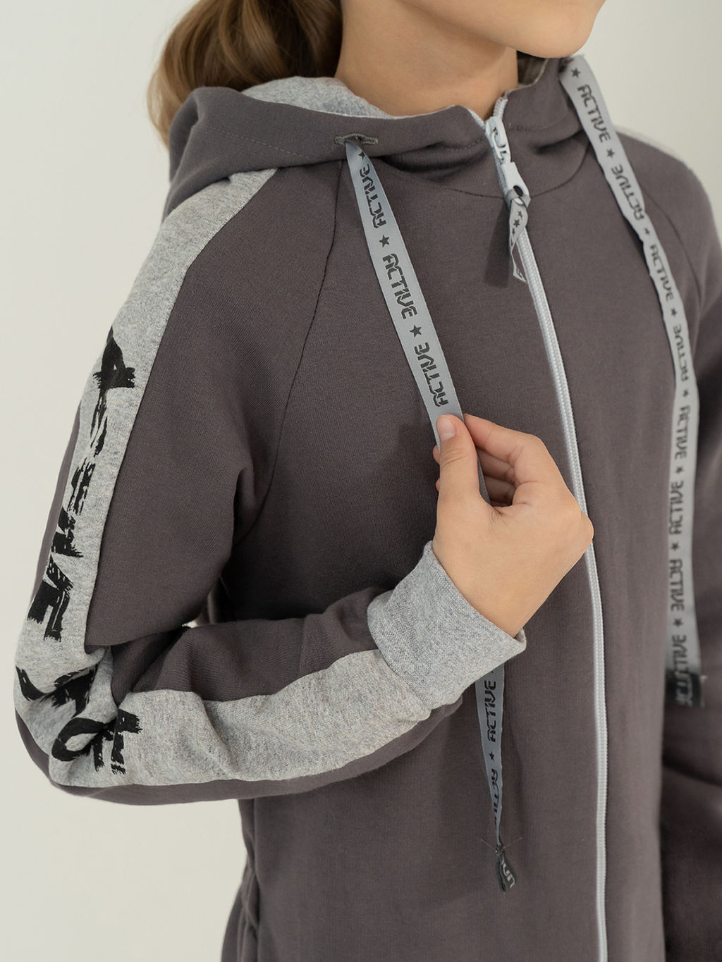 Комбинезон детский с капюшоном серый актив спорт