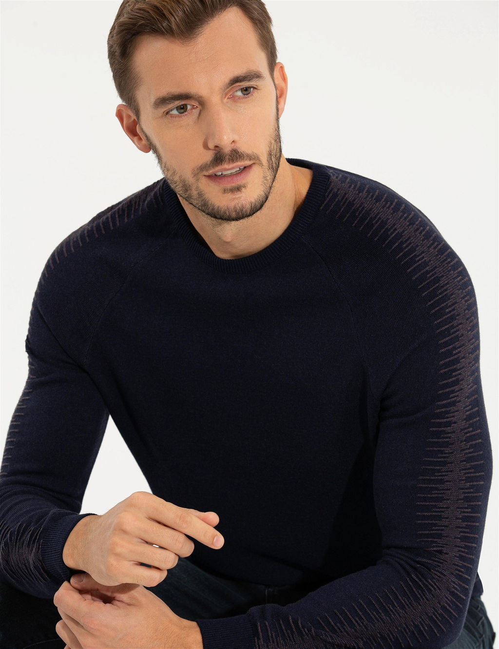 Lacivert Slim Fit Bisiklet Yaka Triko Kazak - Pierre cardin фото 2